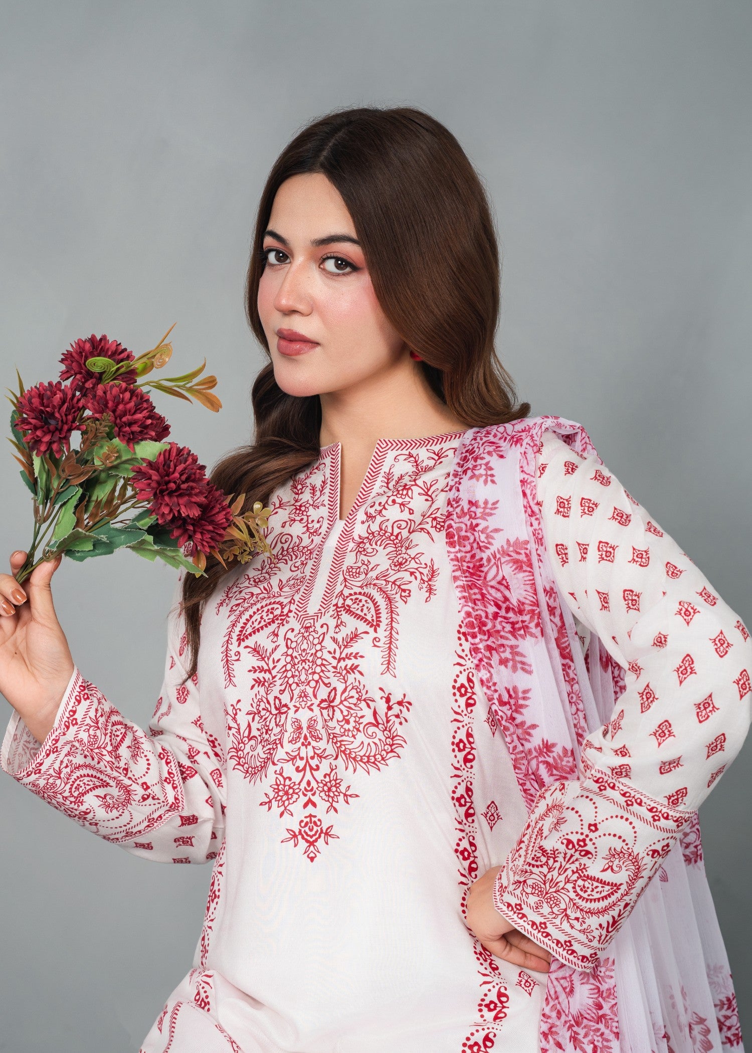 linen Kurta Set in White
