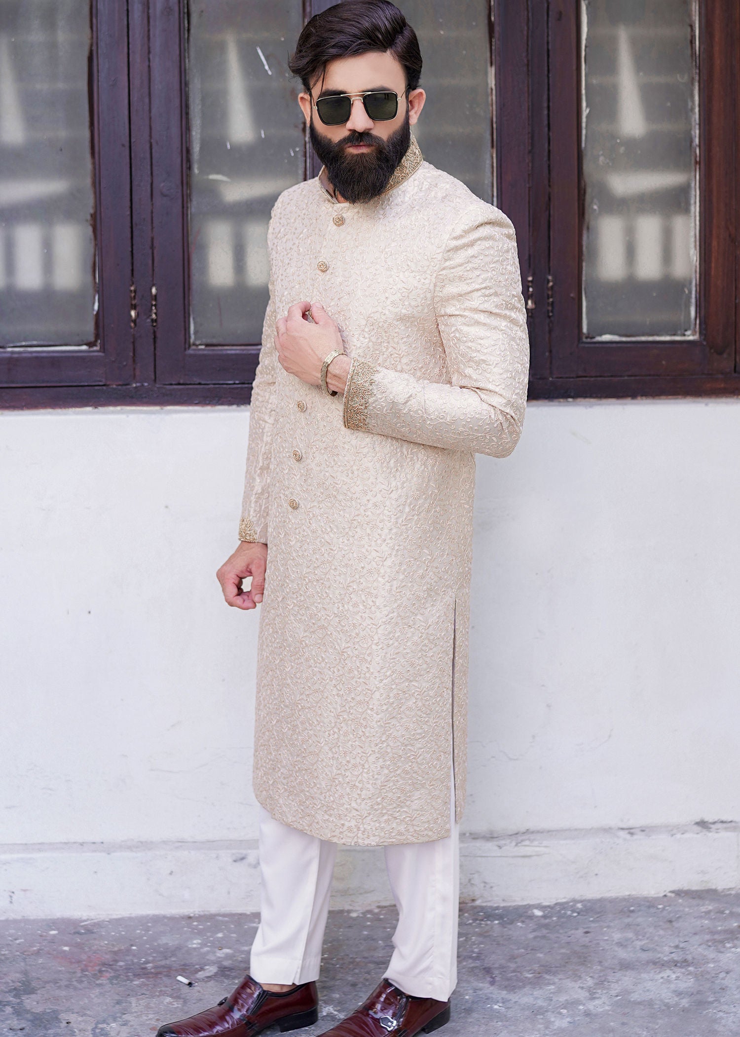 masuri Sherwani in Pastel pink