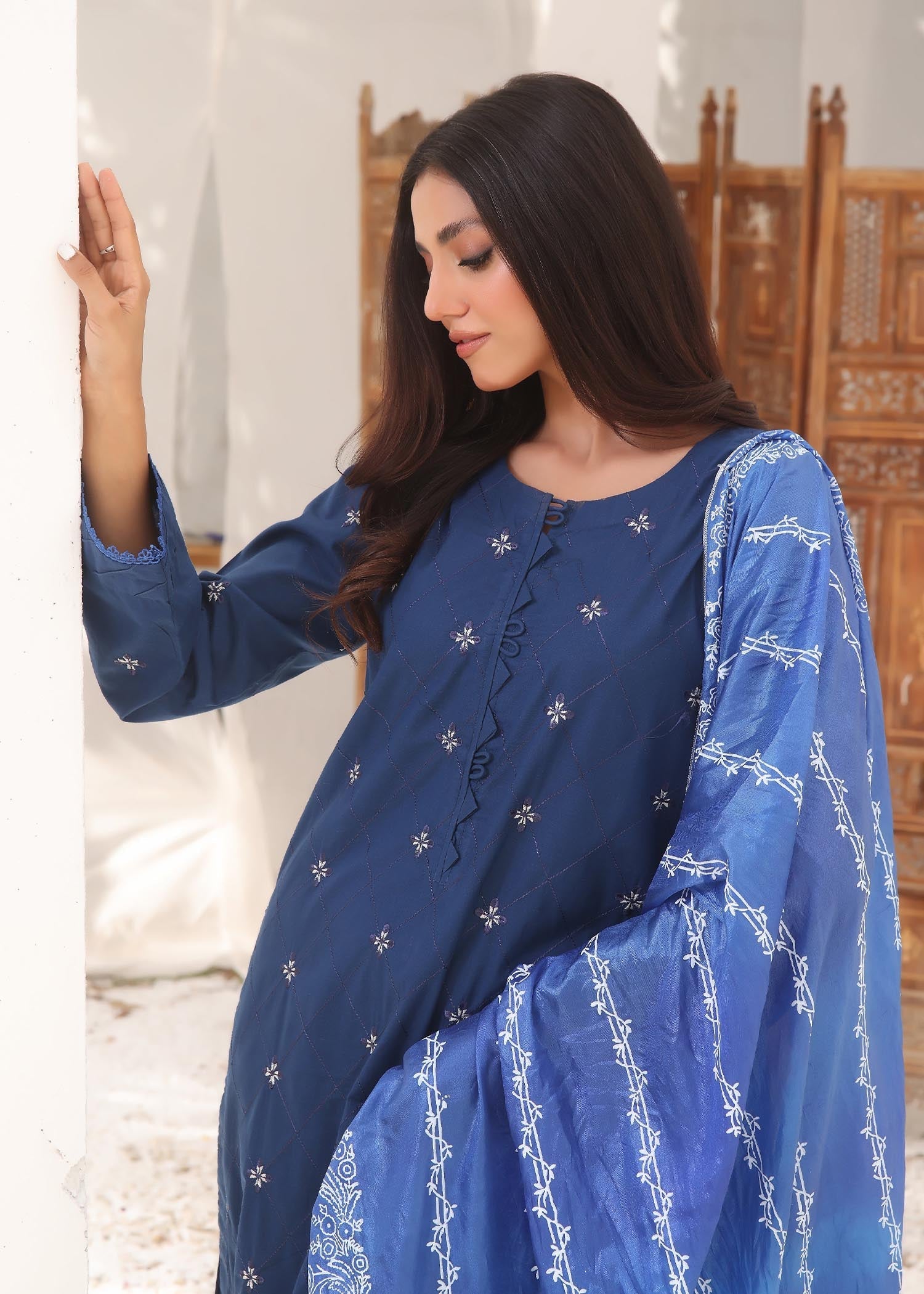cotton Kurta Set in Blue