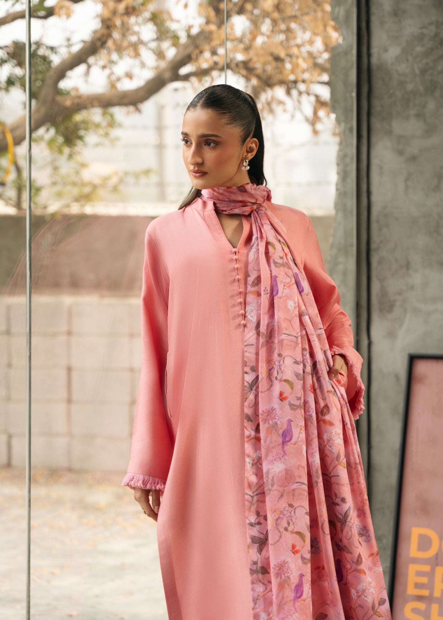 raw silk Kurta Set in Light pink