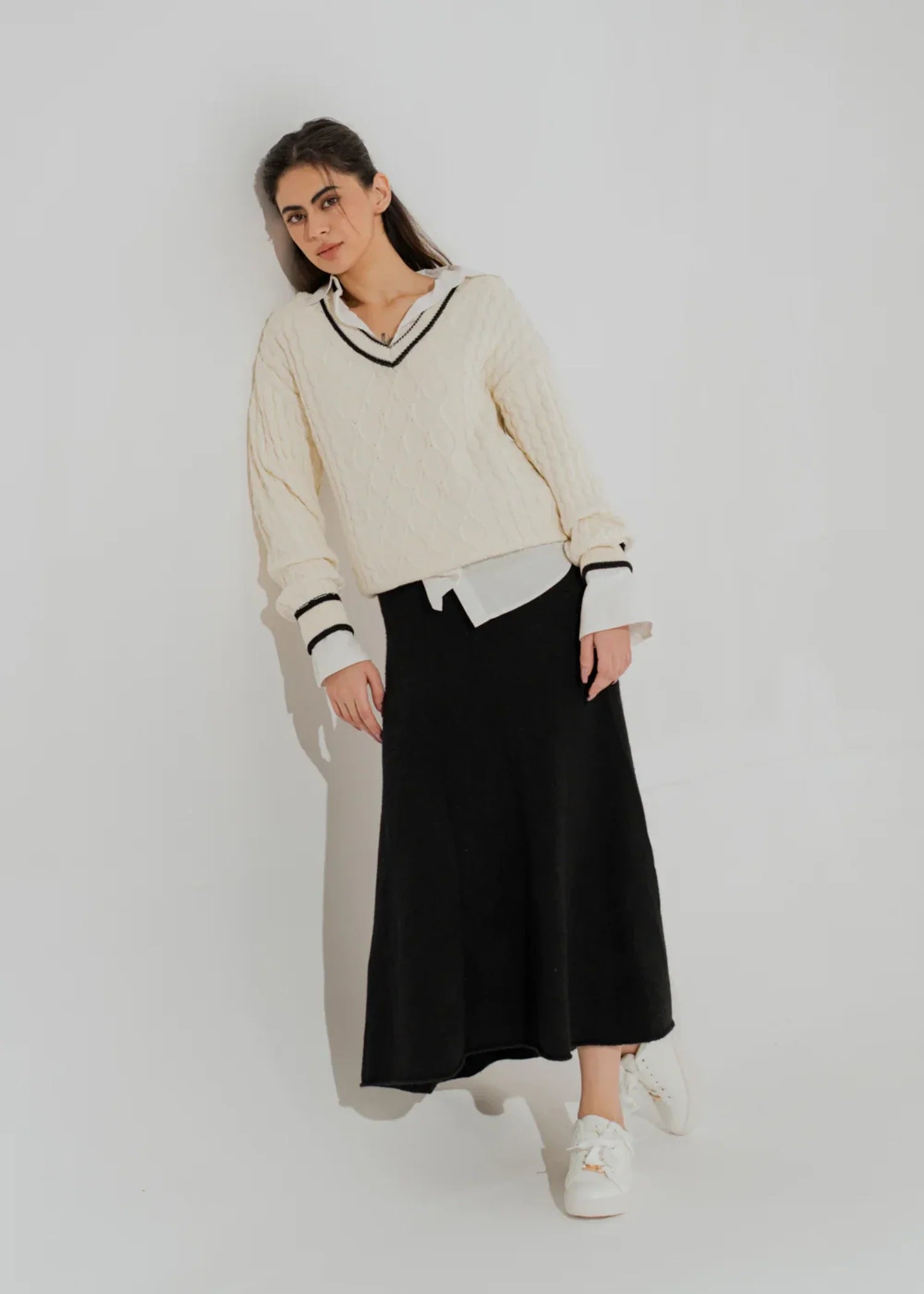 poly viscose Skirt in Black