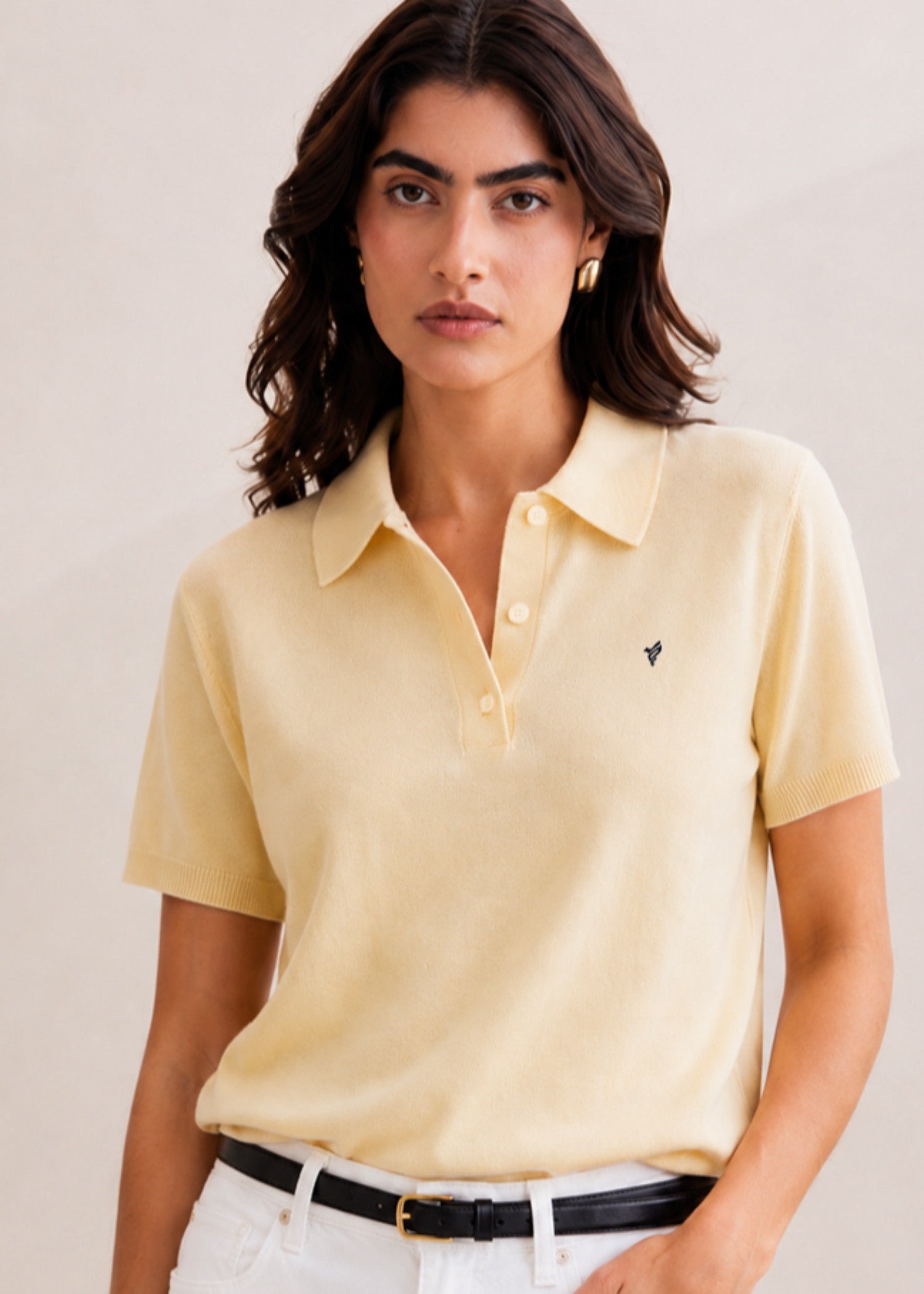 cotton Polo Shirt in Light yellow