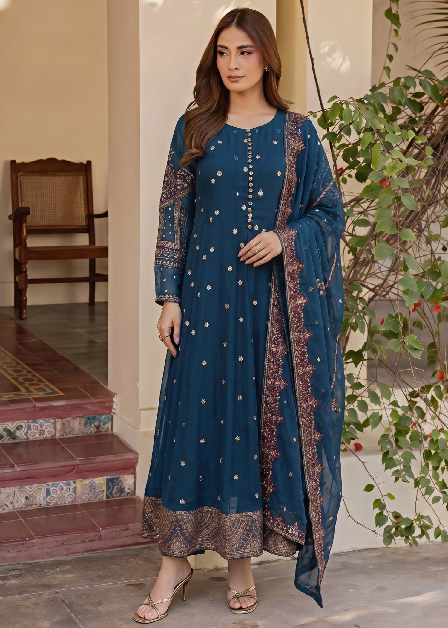 chiffon Maxi in Cobalt blue