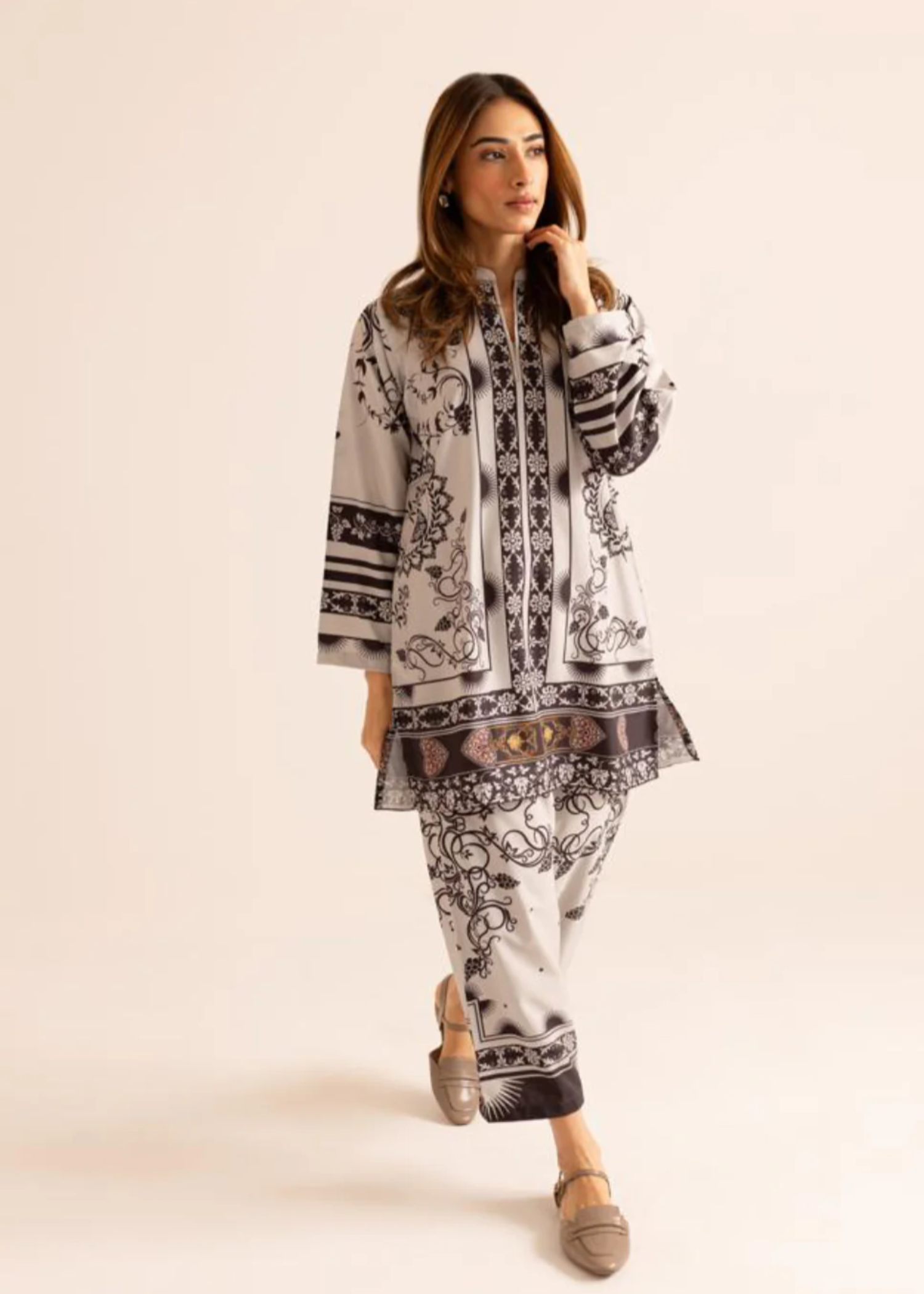 poly lawn Co Ord Sets in Light grey