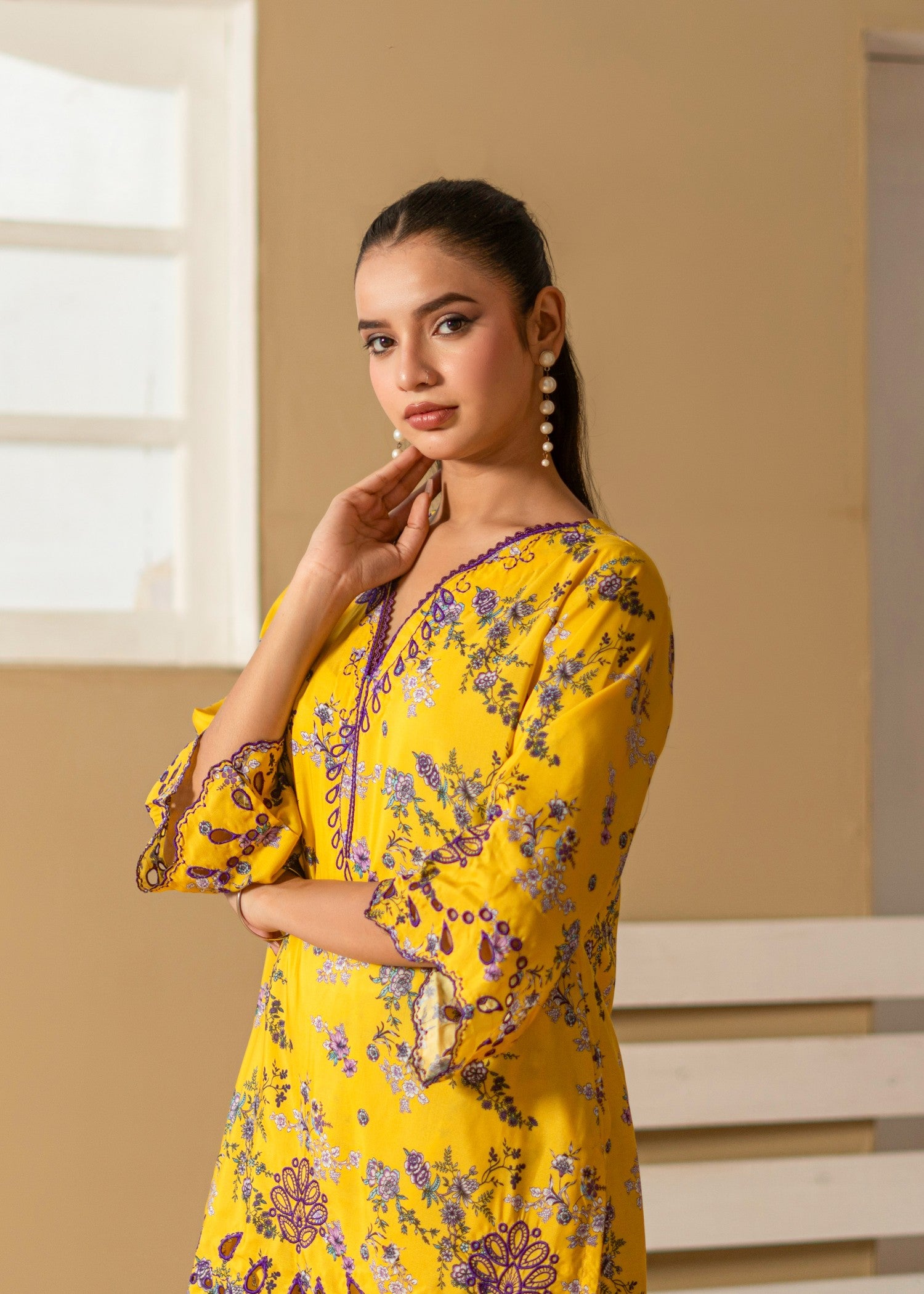 polyester crepe Co Ord Sets in Mustard