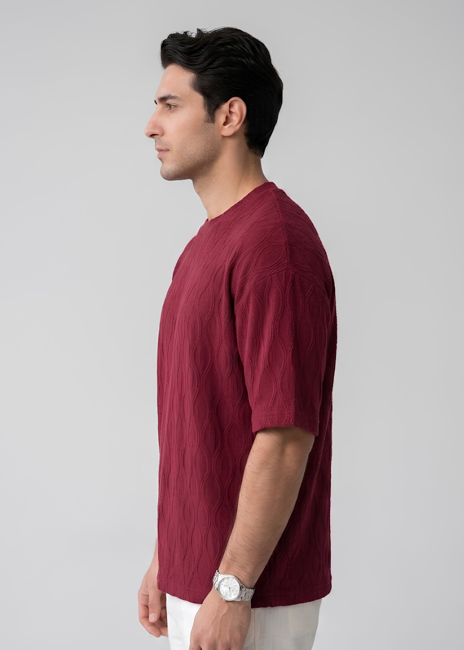 jacquard T Shirt in Red