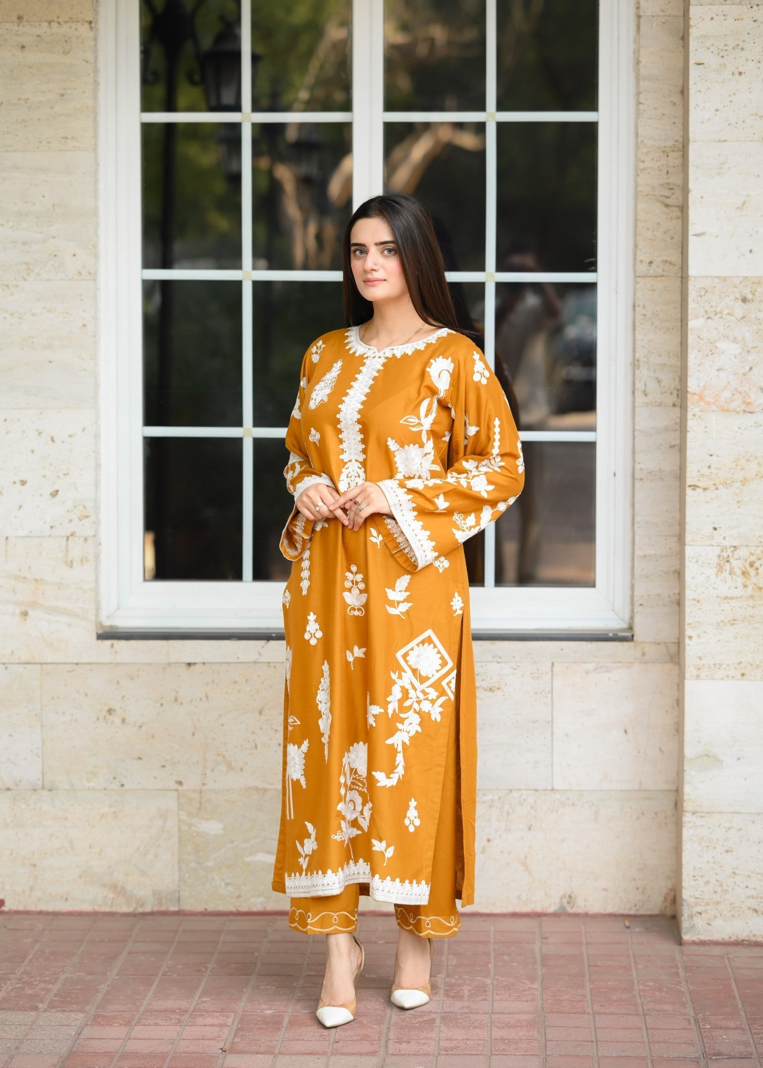 linen Kurta Set in Mustard