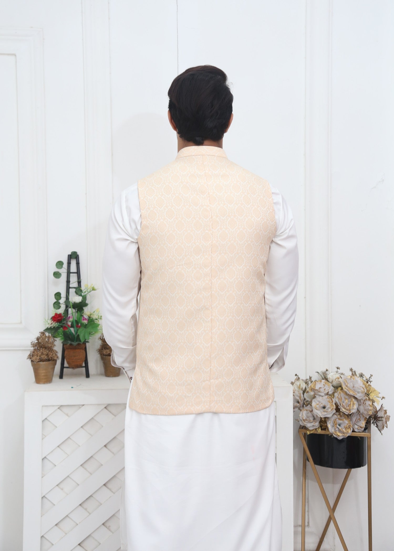 jamawar Waistcoat in Beige