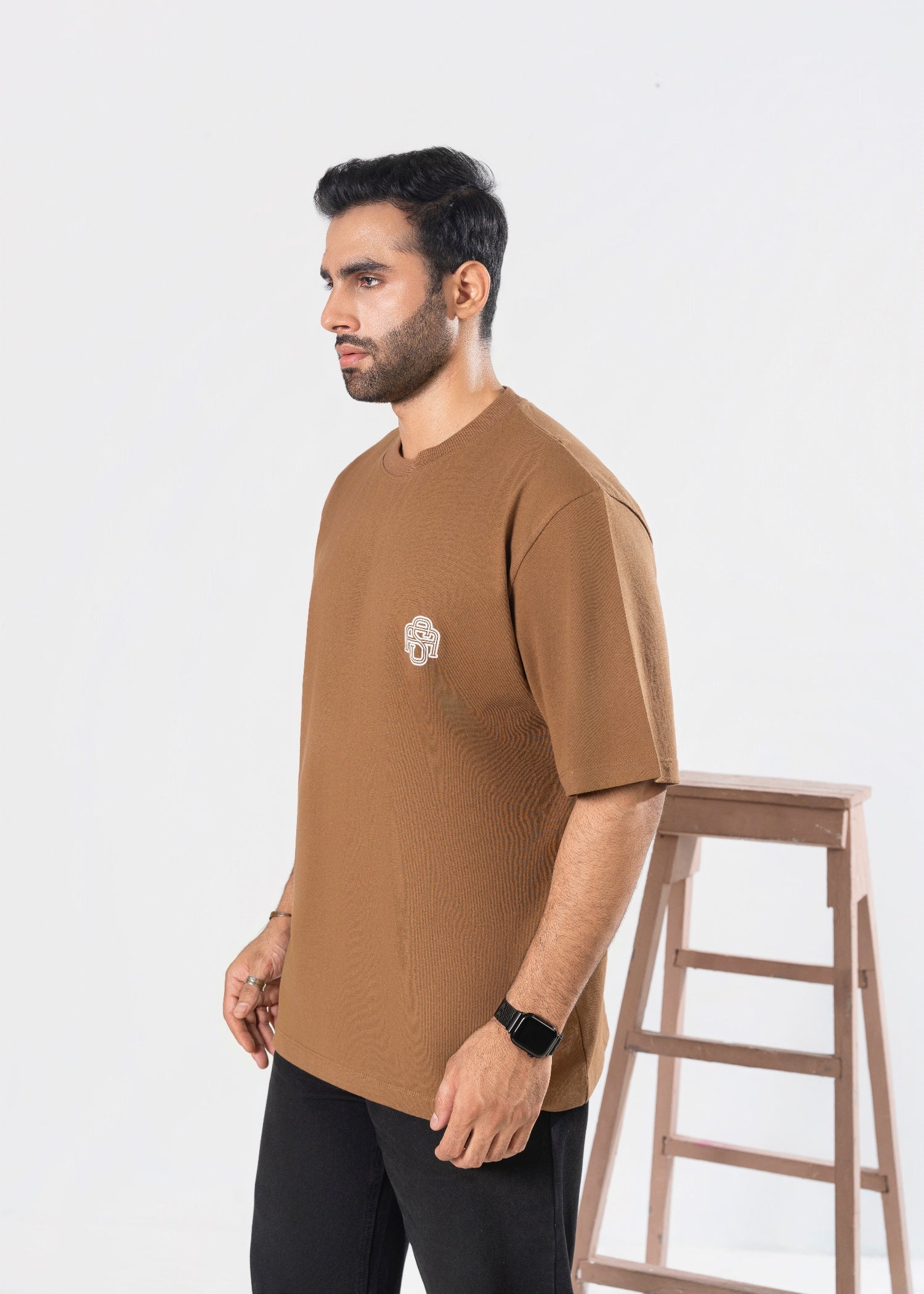 cotton jersey T Shirt in Hazelwood brown