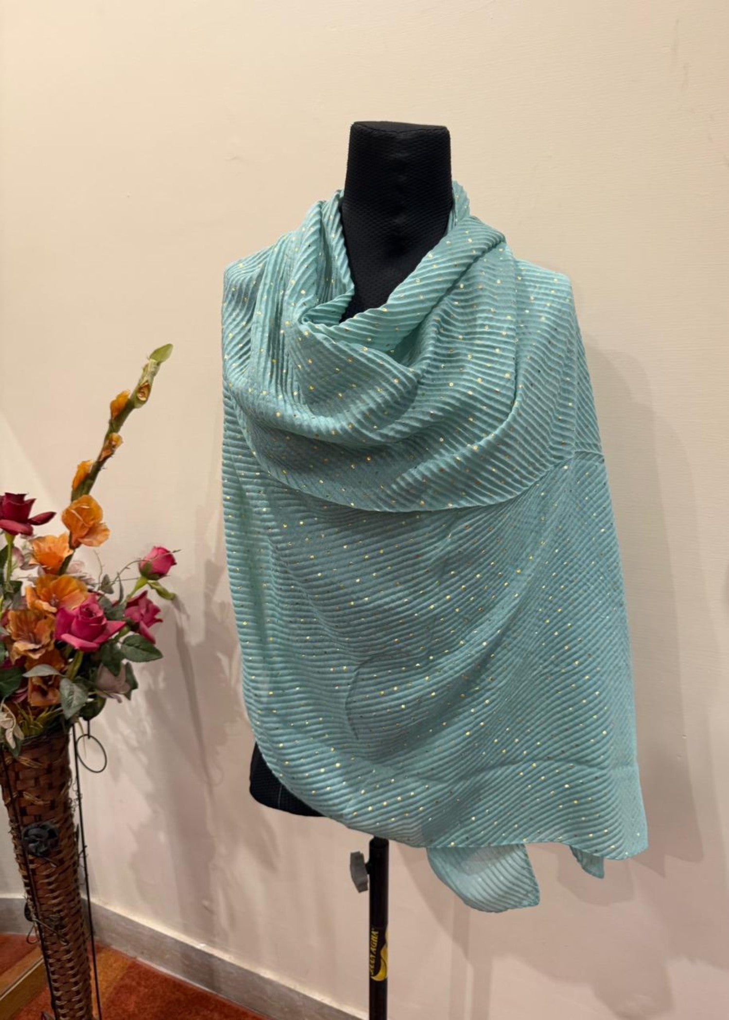 textured lawn Hijab in Moss green