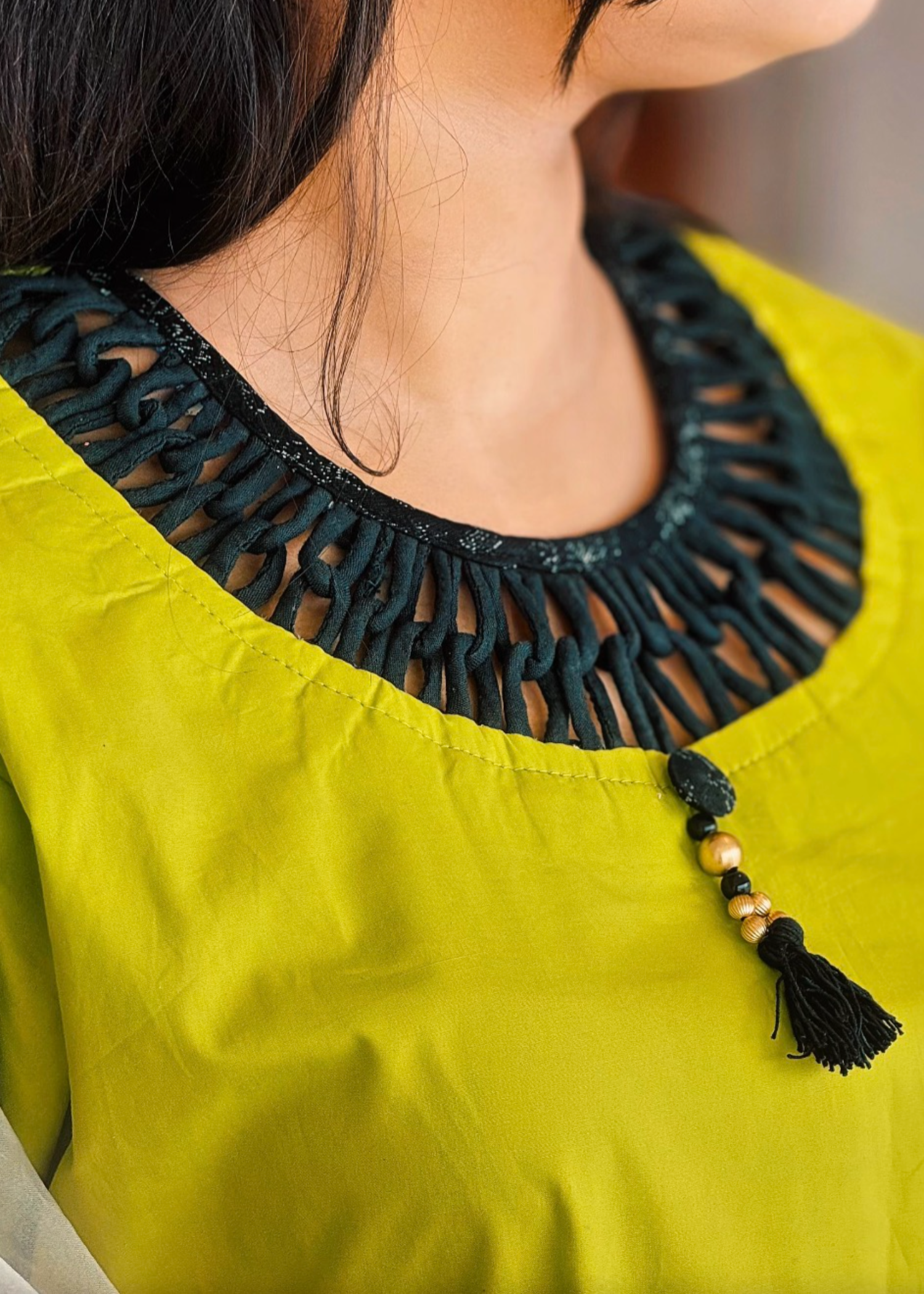 lawn cotton Kurta Set in Bright green