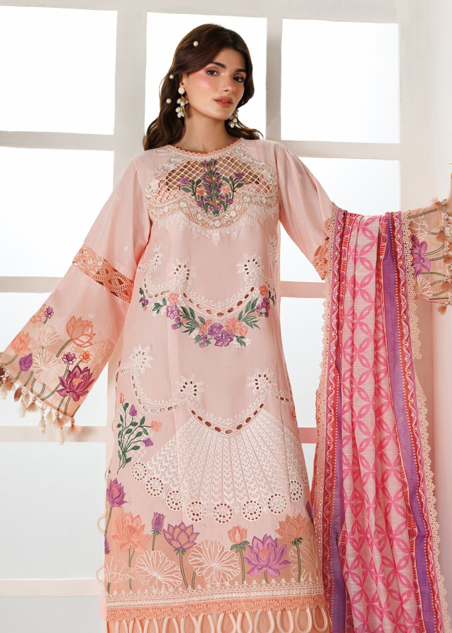 lawn Unstitched in Cherry blossom pink