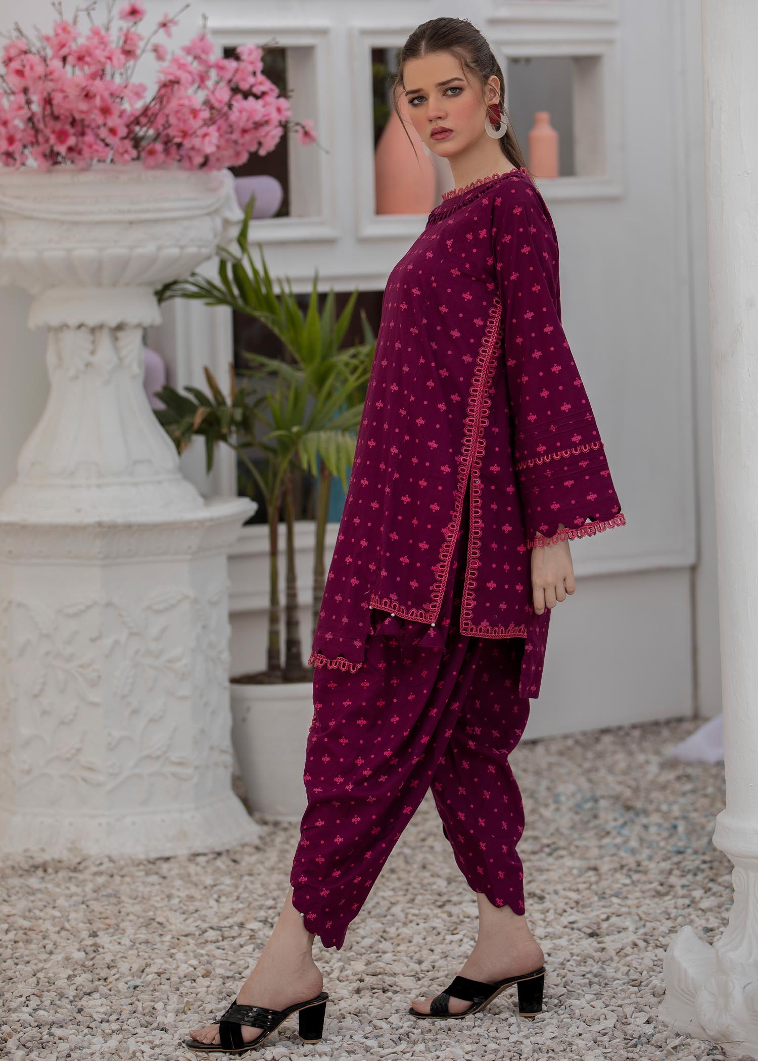 cotton Co Ord Sets in Magenta