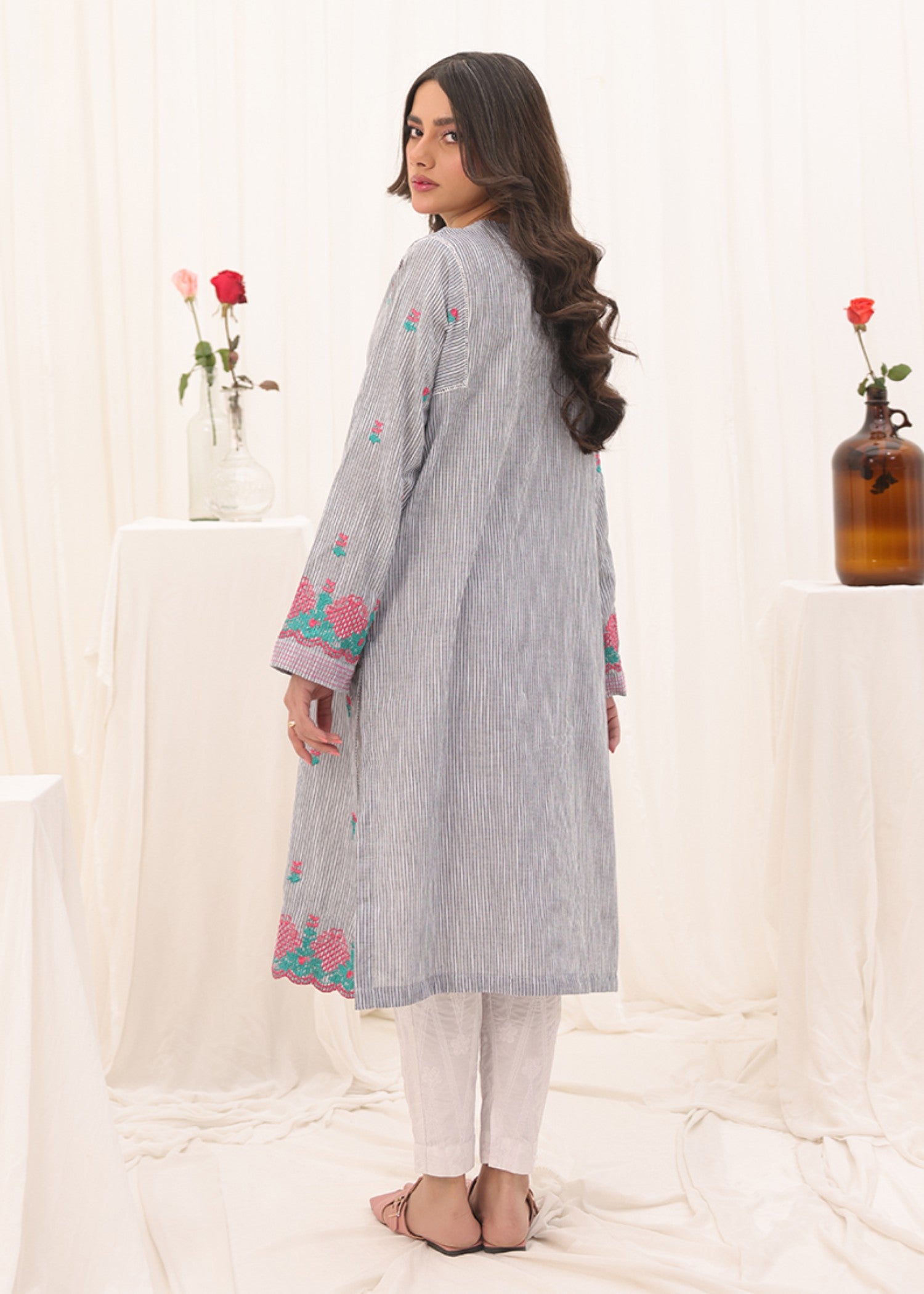 yarn dyed Kurti in Grey