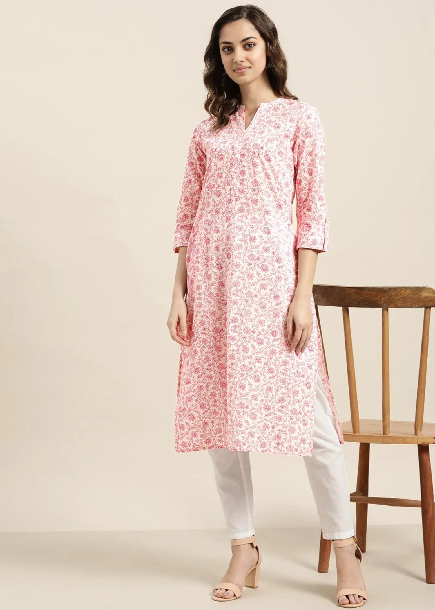 linen Kurti in White