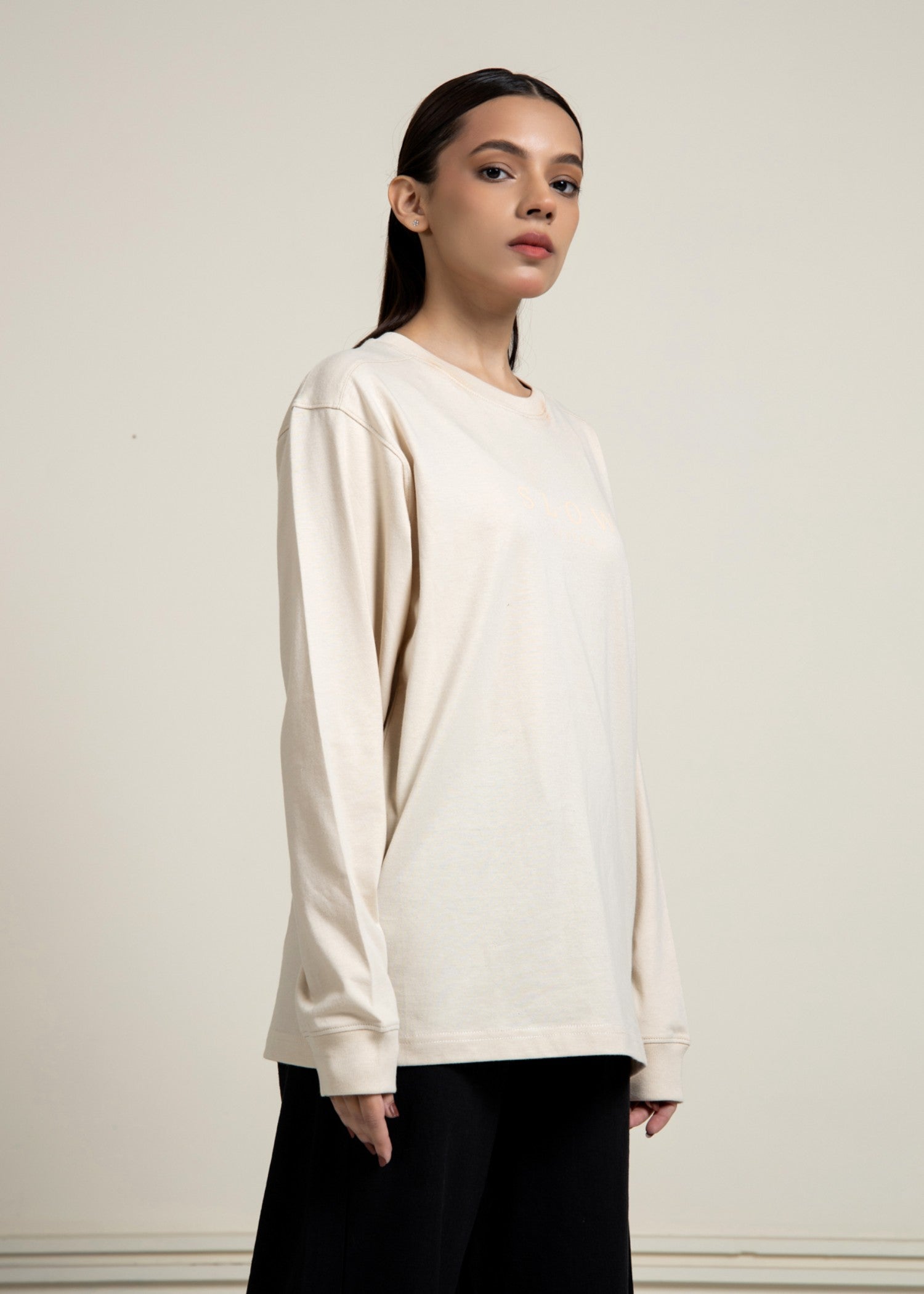 cotton jersey Sweatshirt in Cream