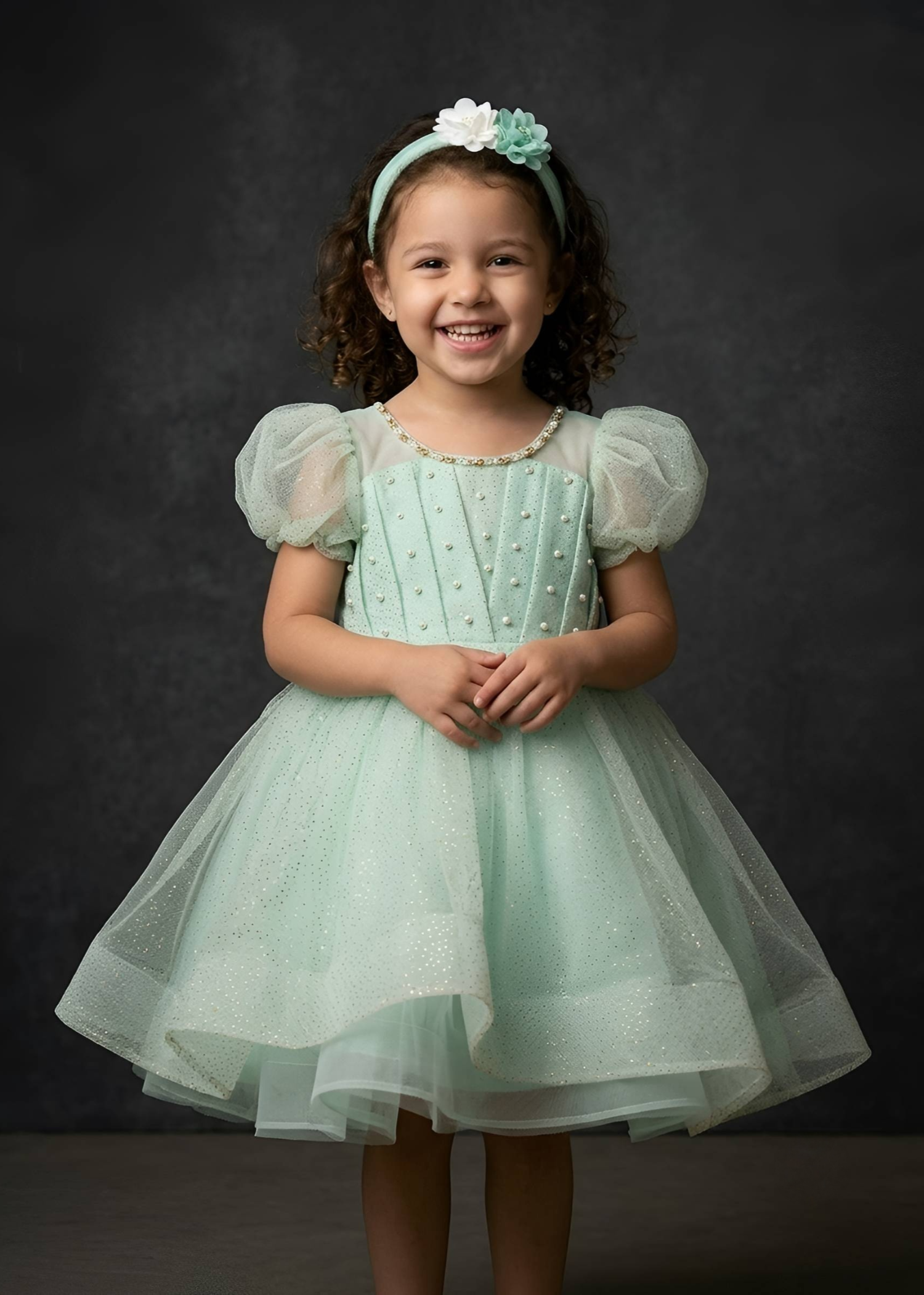 net Frock in Mint green