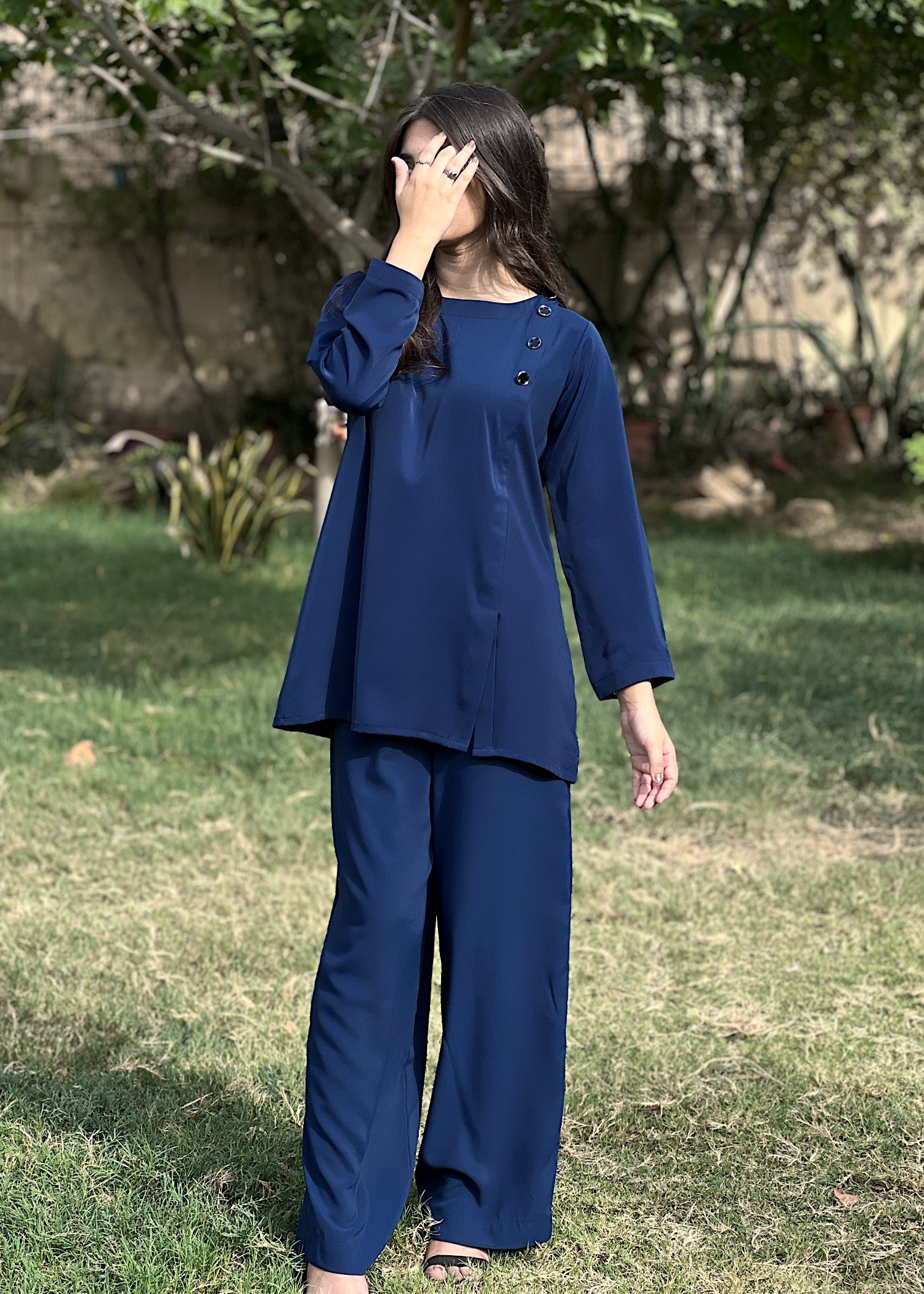 georgette Co Ord Sets in Navy blue