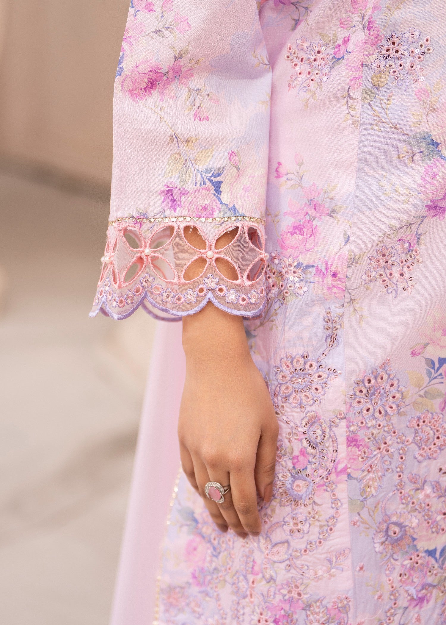cambric Kurta Set in Lavender