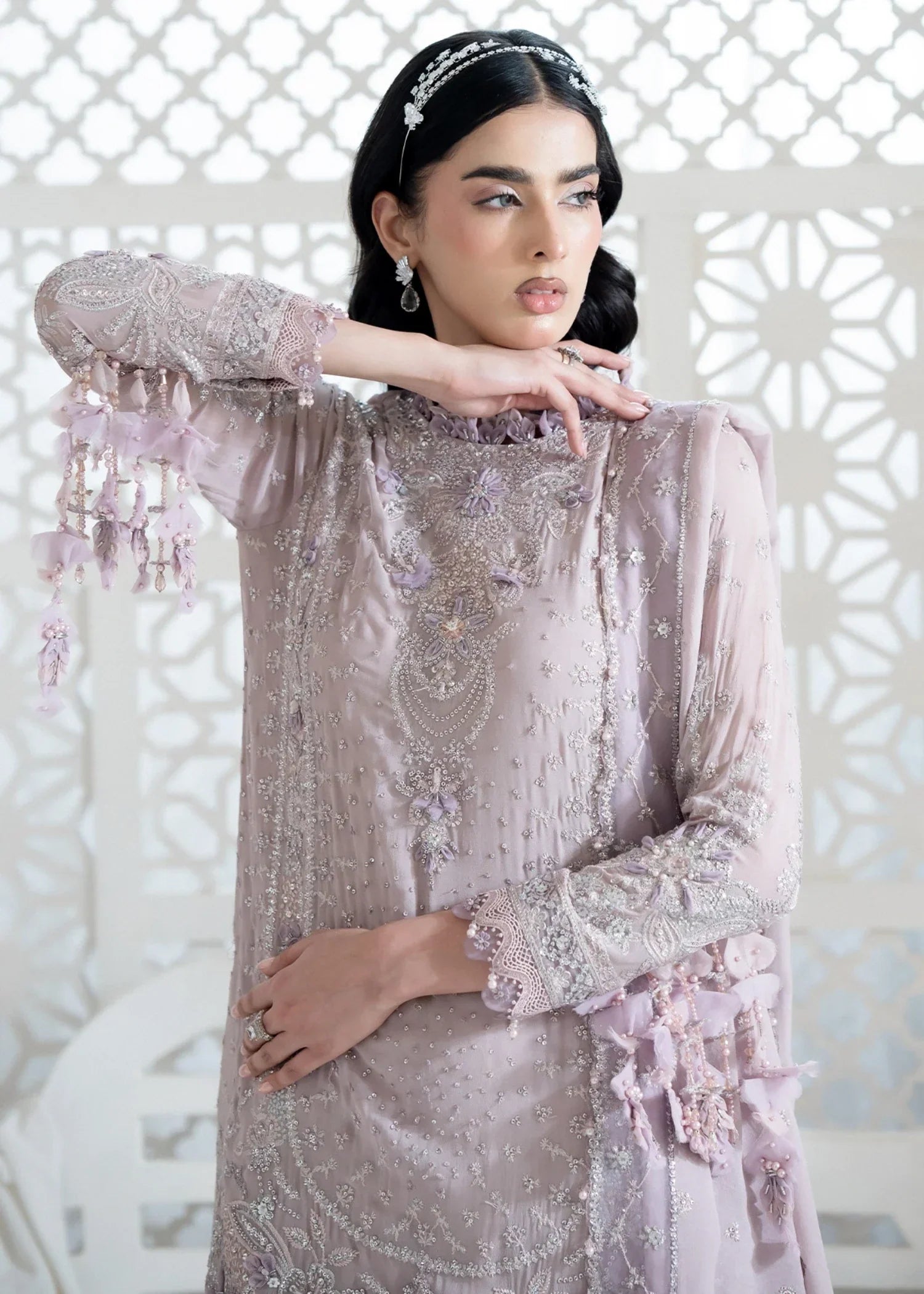 georgette chiffon Kurta Set in Lilac