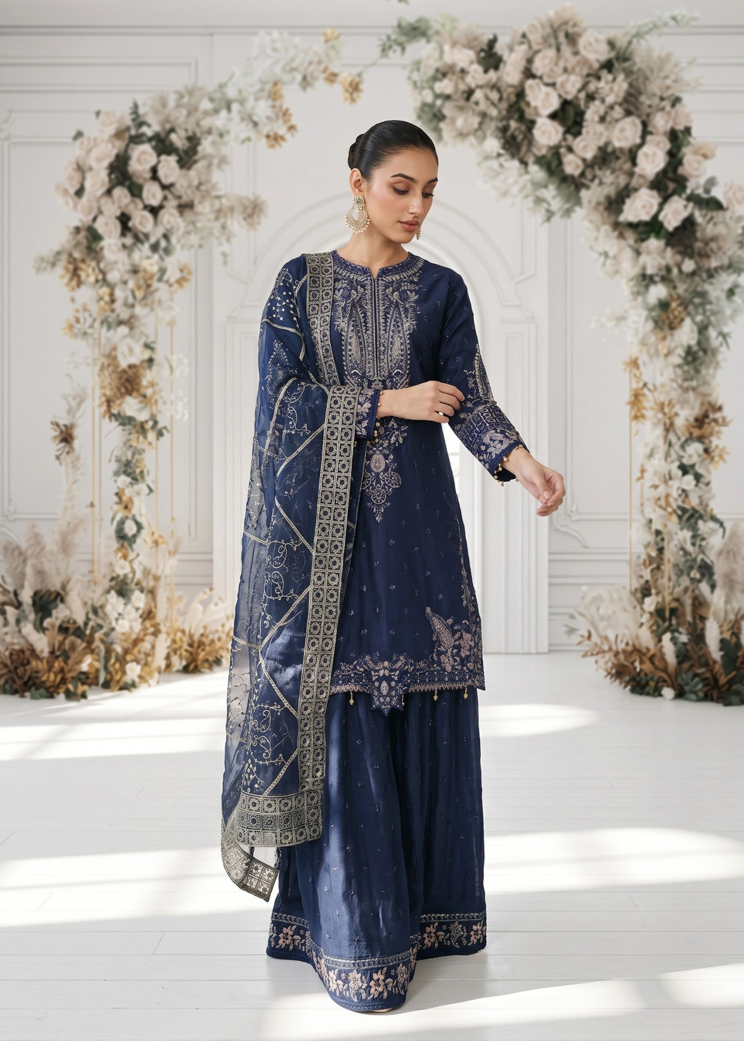 viscose Lehenga in Navy blue