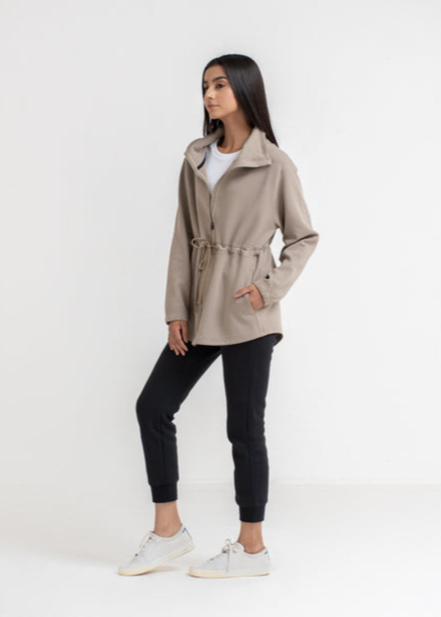 cotton-spandex Jacket in Beige