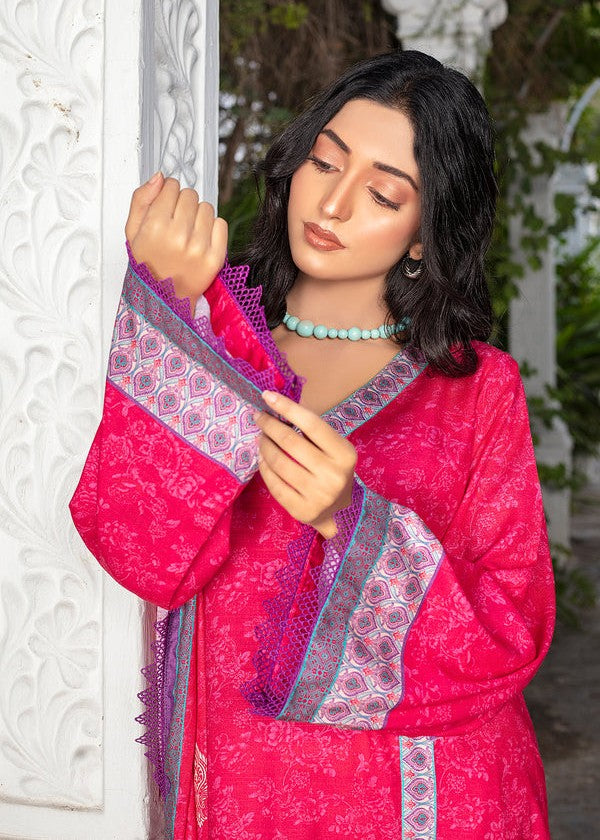 linen Unstitched in Hot pink