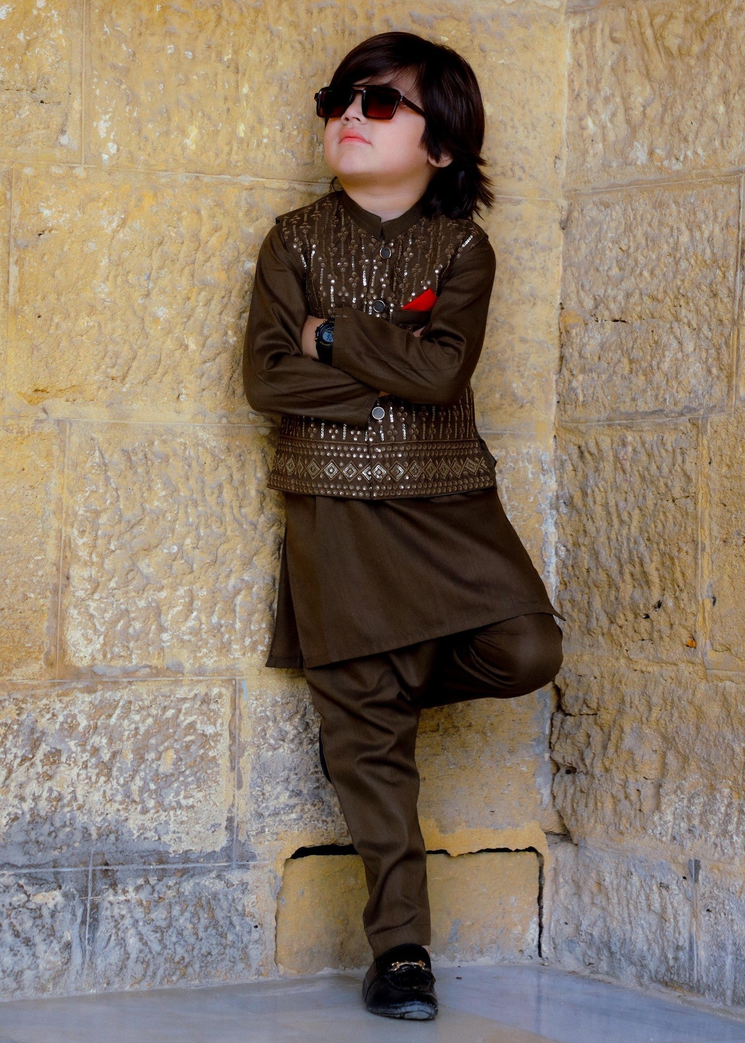 suiting Waistcoat in Maple brown