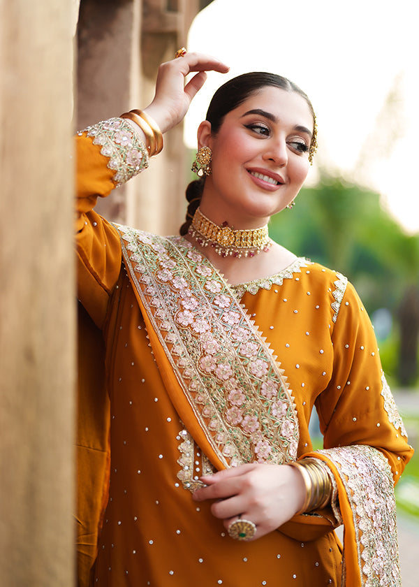 chiffon Kurta Set in Orange