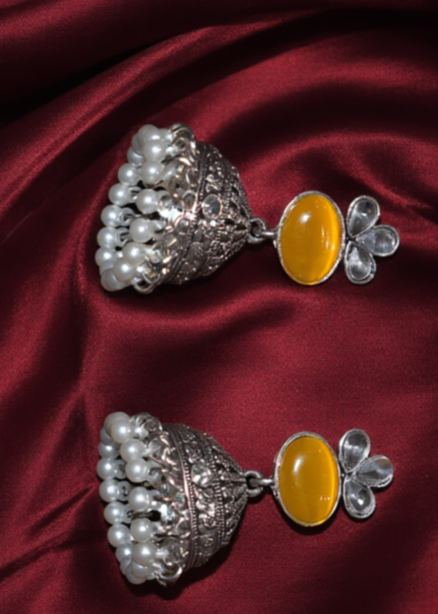 Earrings in Silver, yellow-orange Color by - Trendy Women Earrings XHH5175