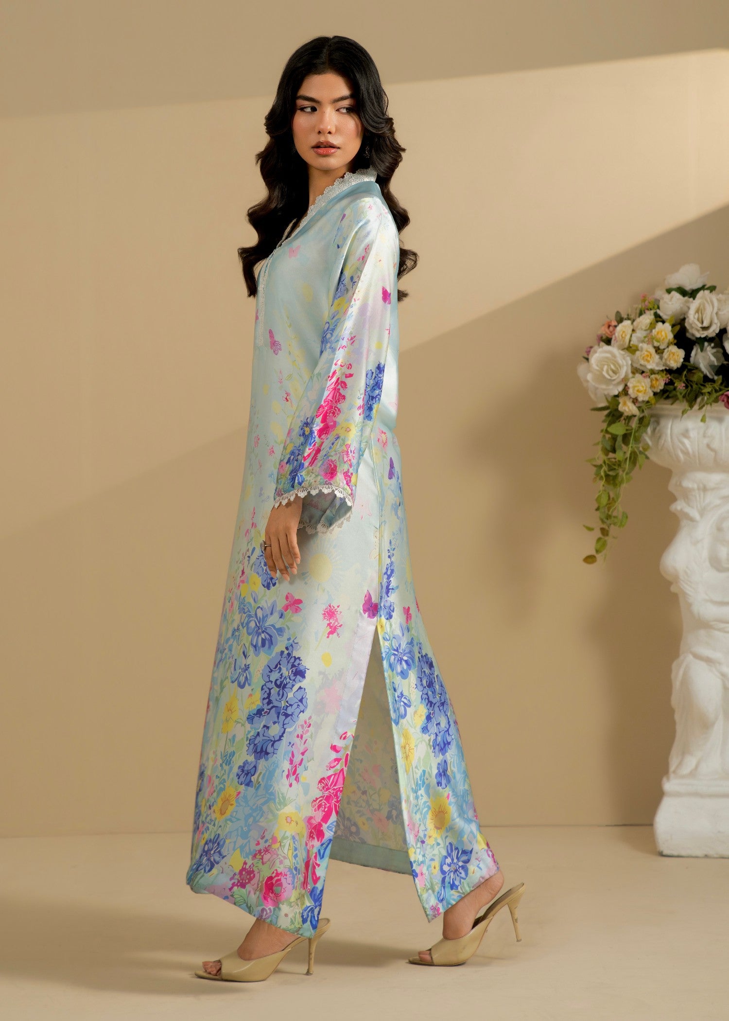 silk Kurta Set in Ice blue
