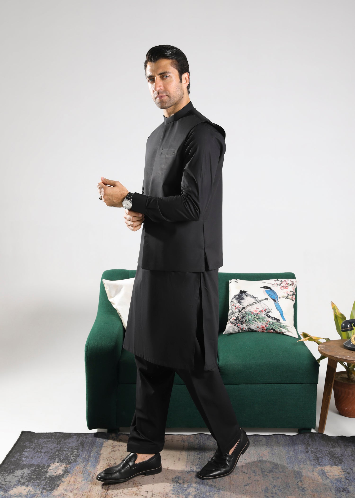 cotton Waistcoat in Black