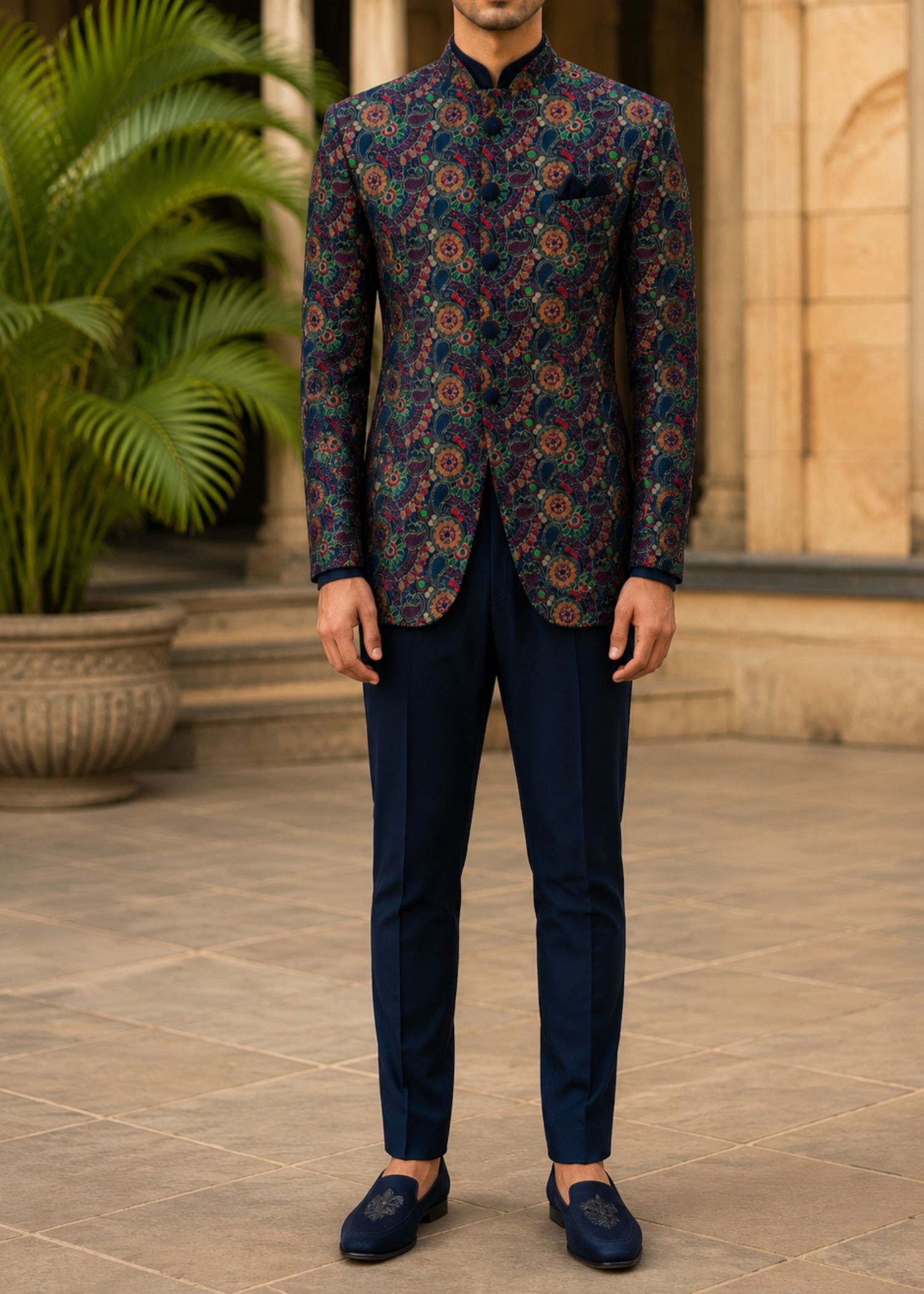 velvet Prince Coat in Dark blue
