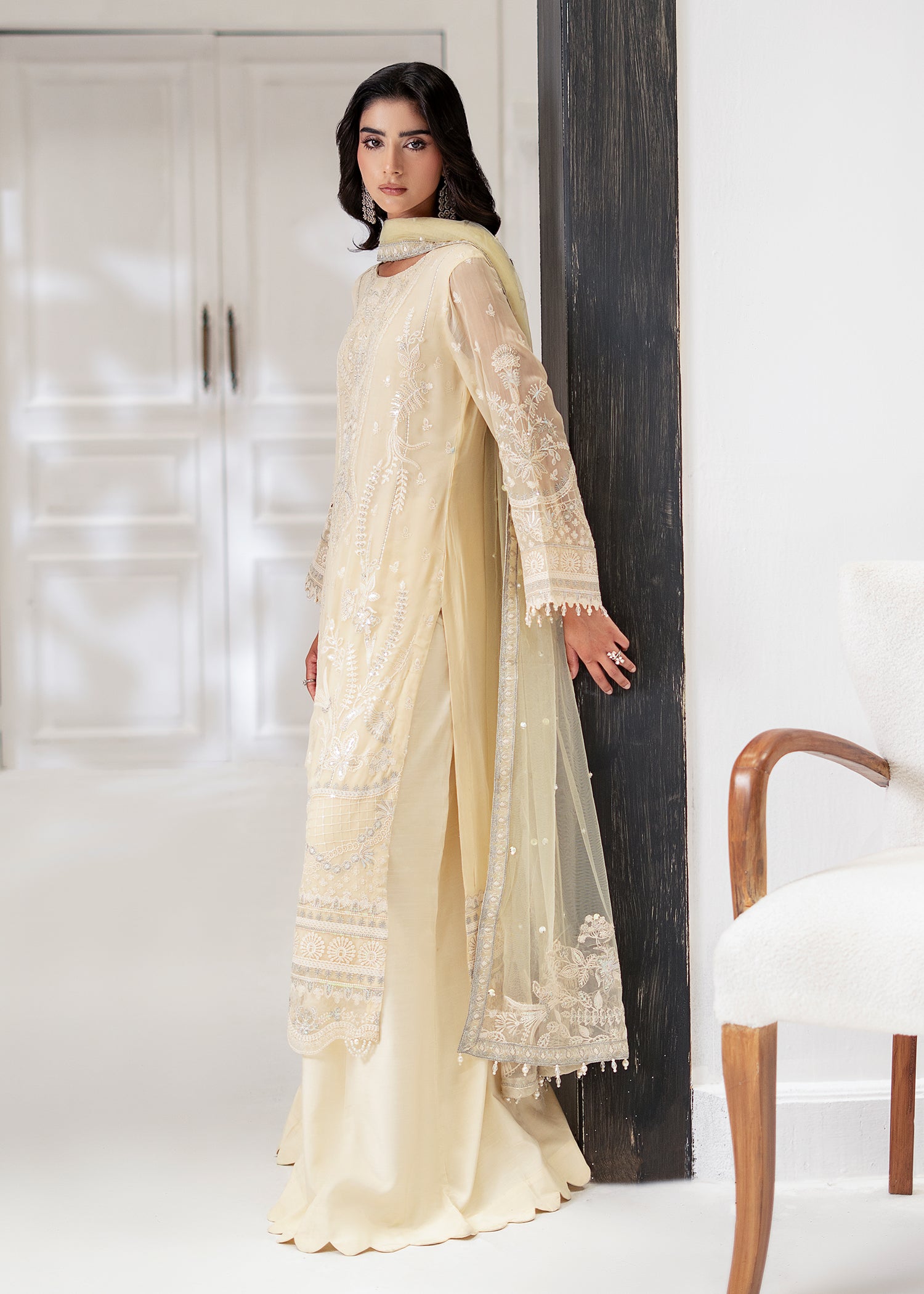 chiffon Sharara in Cream