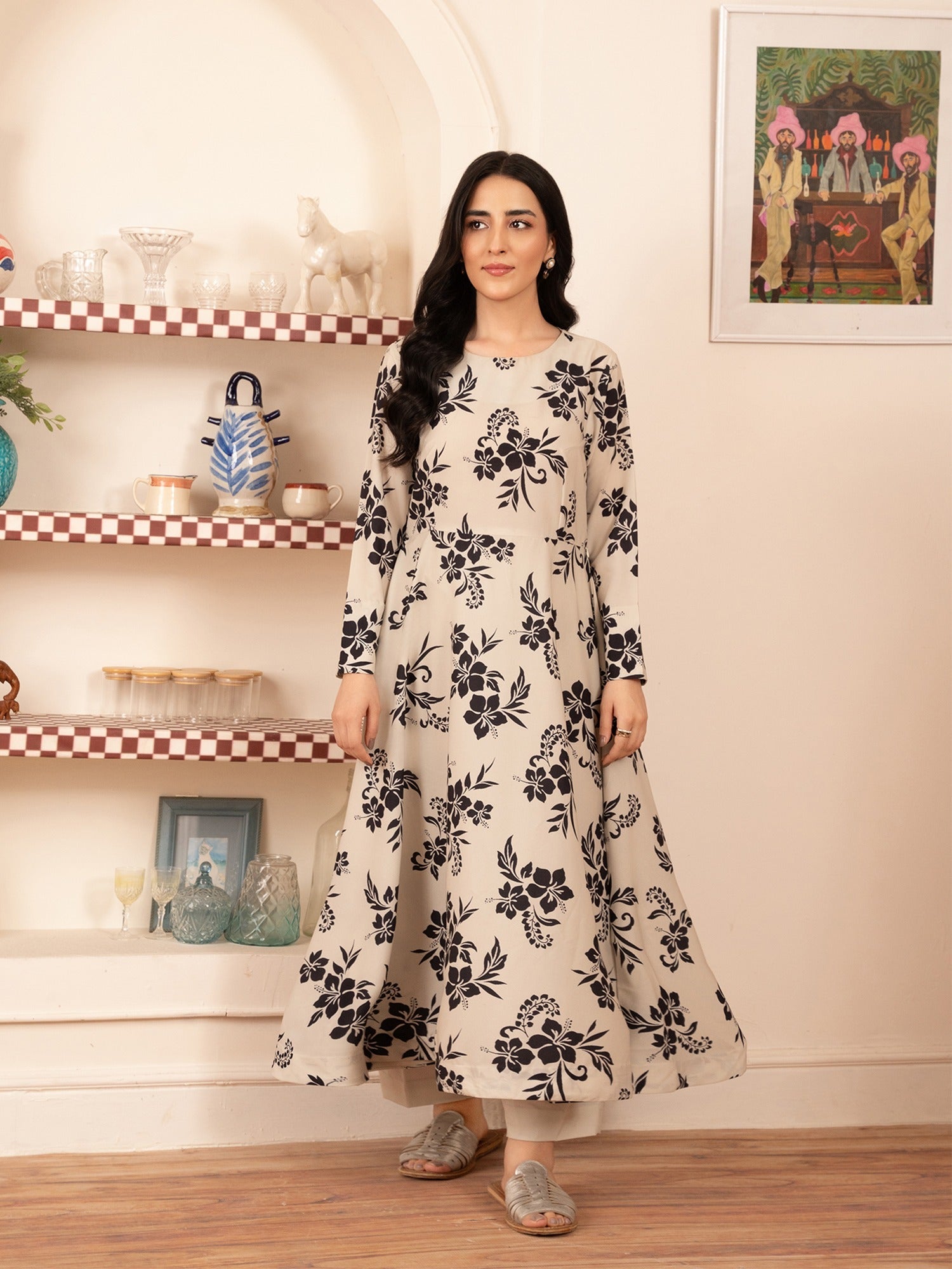 crepe Maxi in Beige