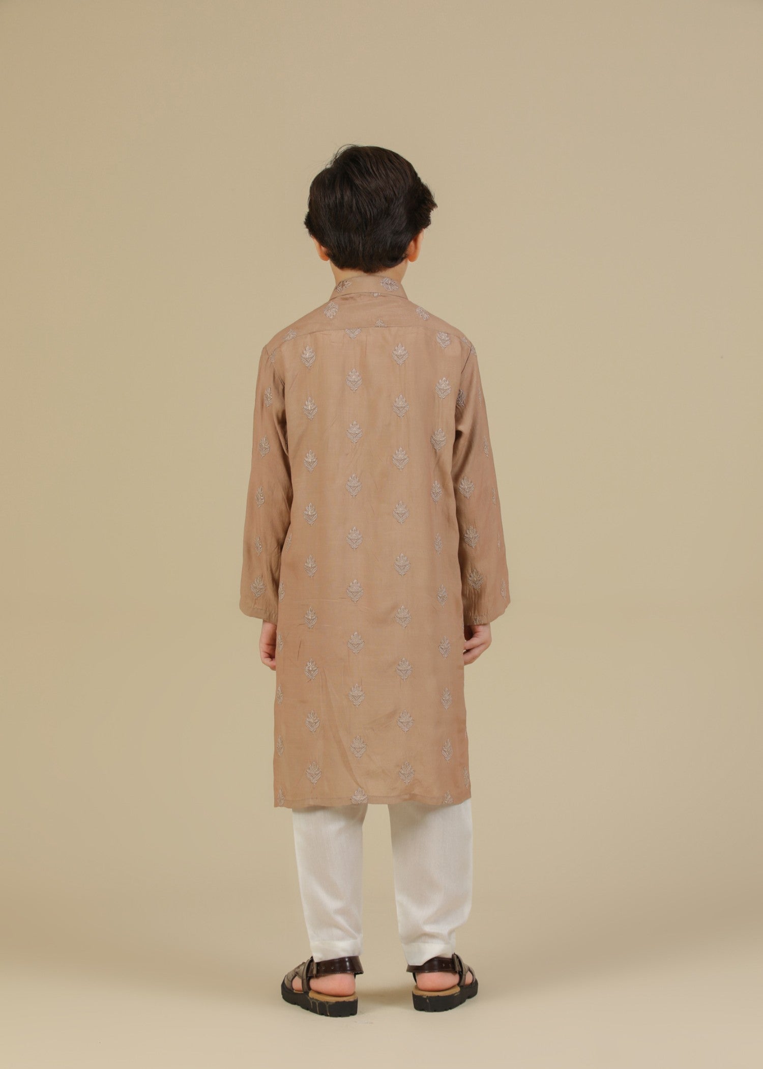 raw silk Kurta Set in Sand brown