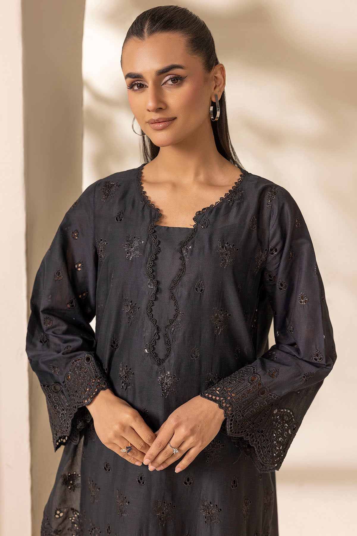 cambric Kurti in Black