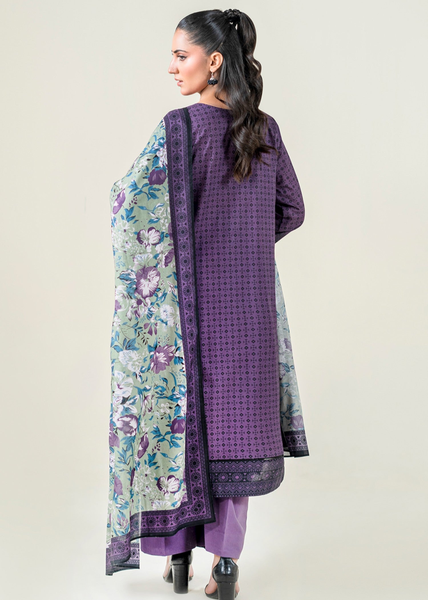 lawn Kurta Set in Purple
