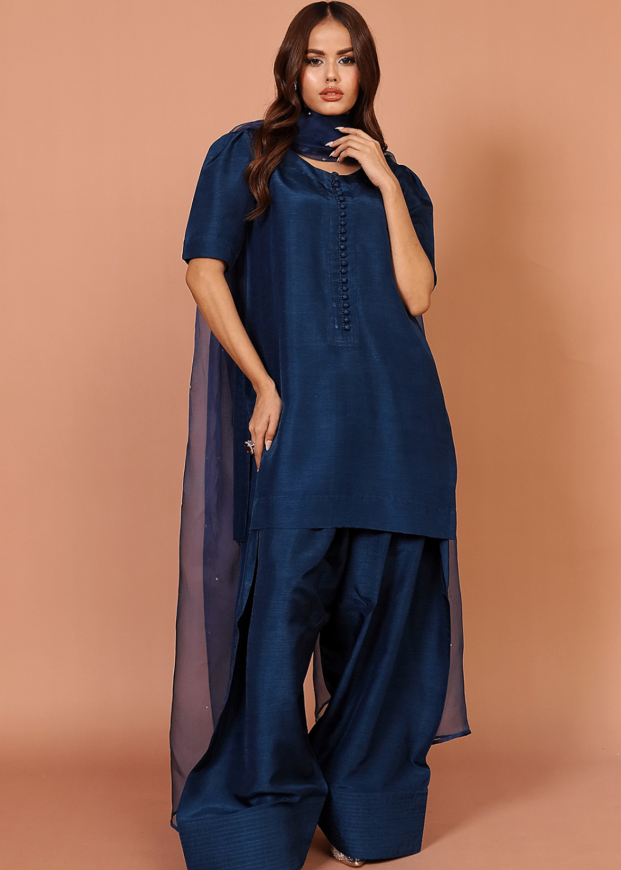 indian raw silk Kurta Set in Blue