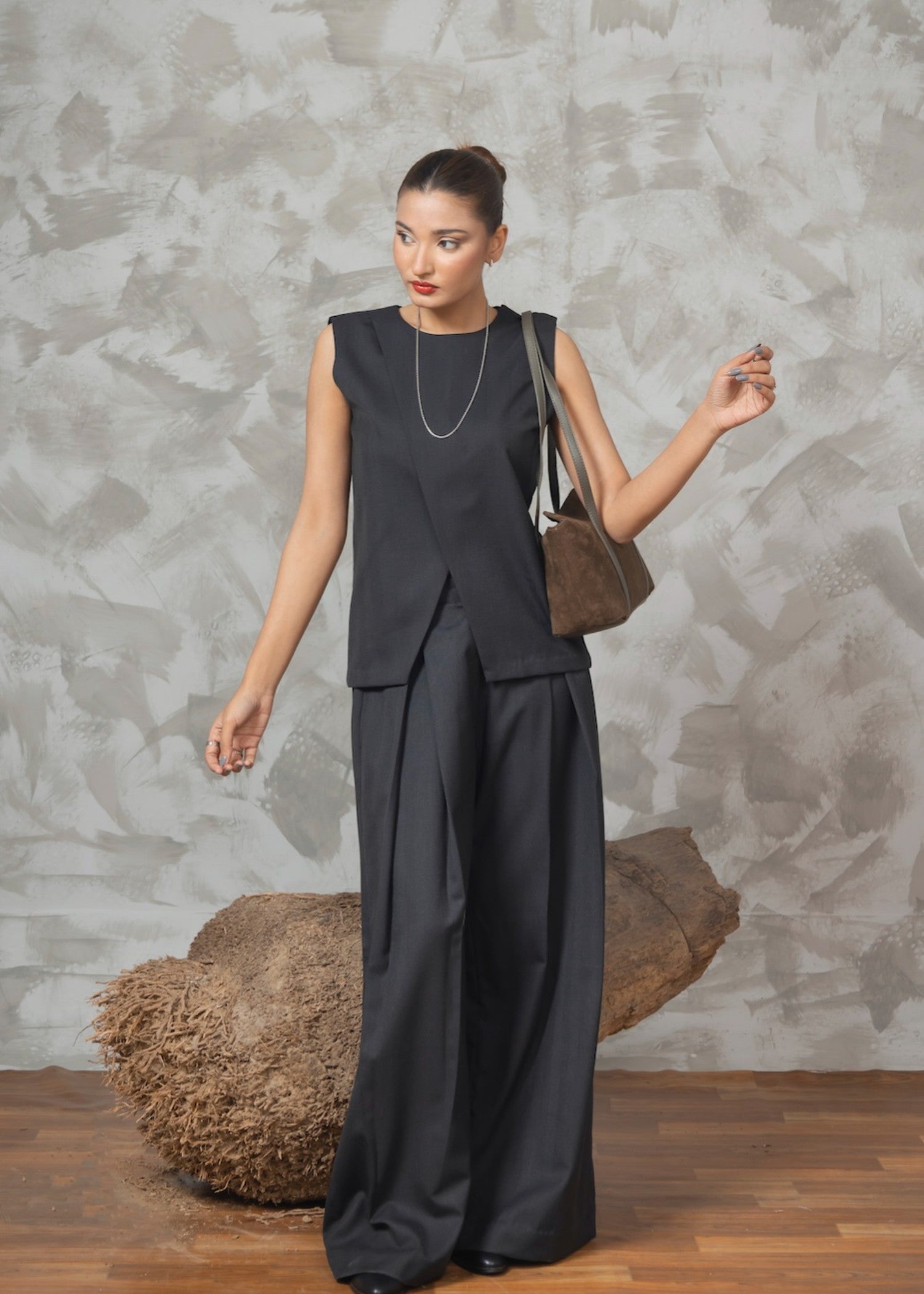 herringbone Co Ord Sets in Jet black
