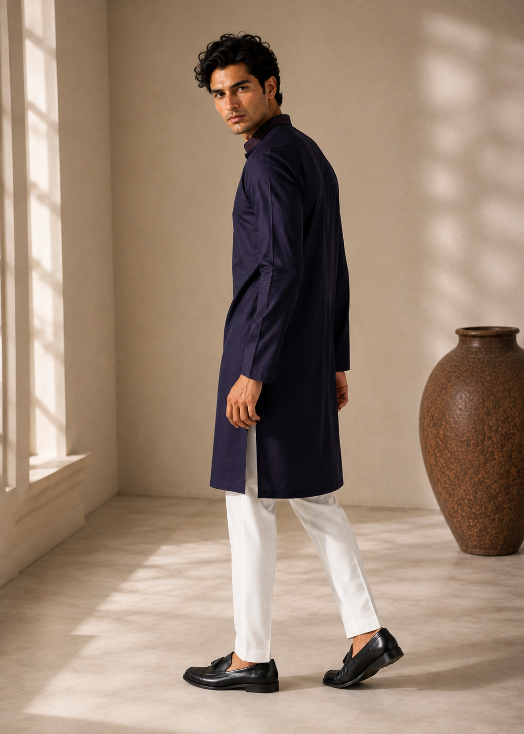 wash & wear Kurta in Plum