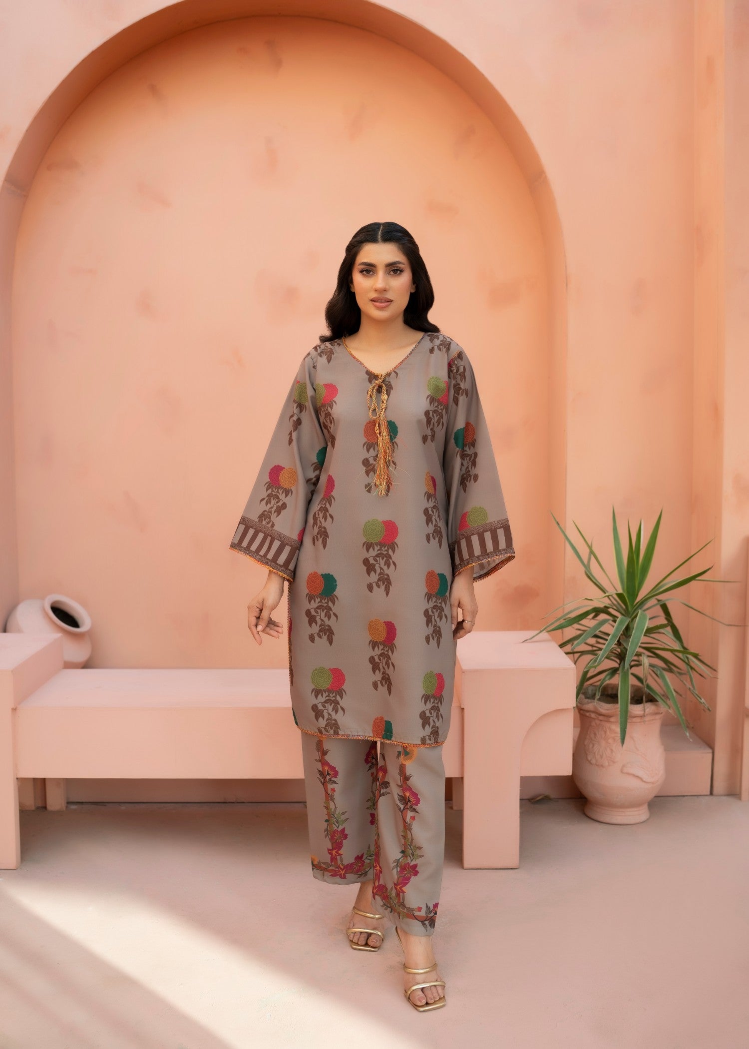 poly lawn Co Ord Sets in Brown