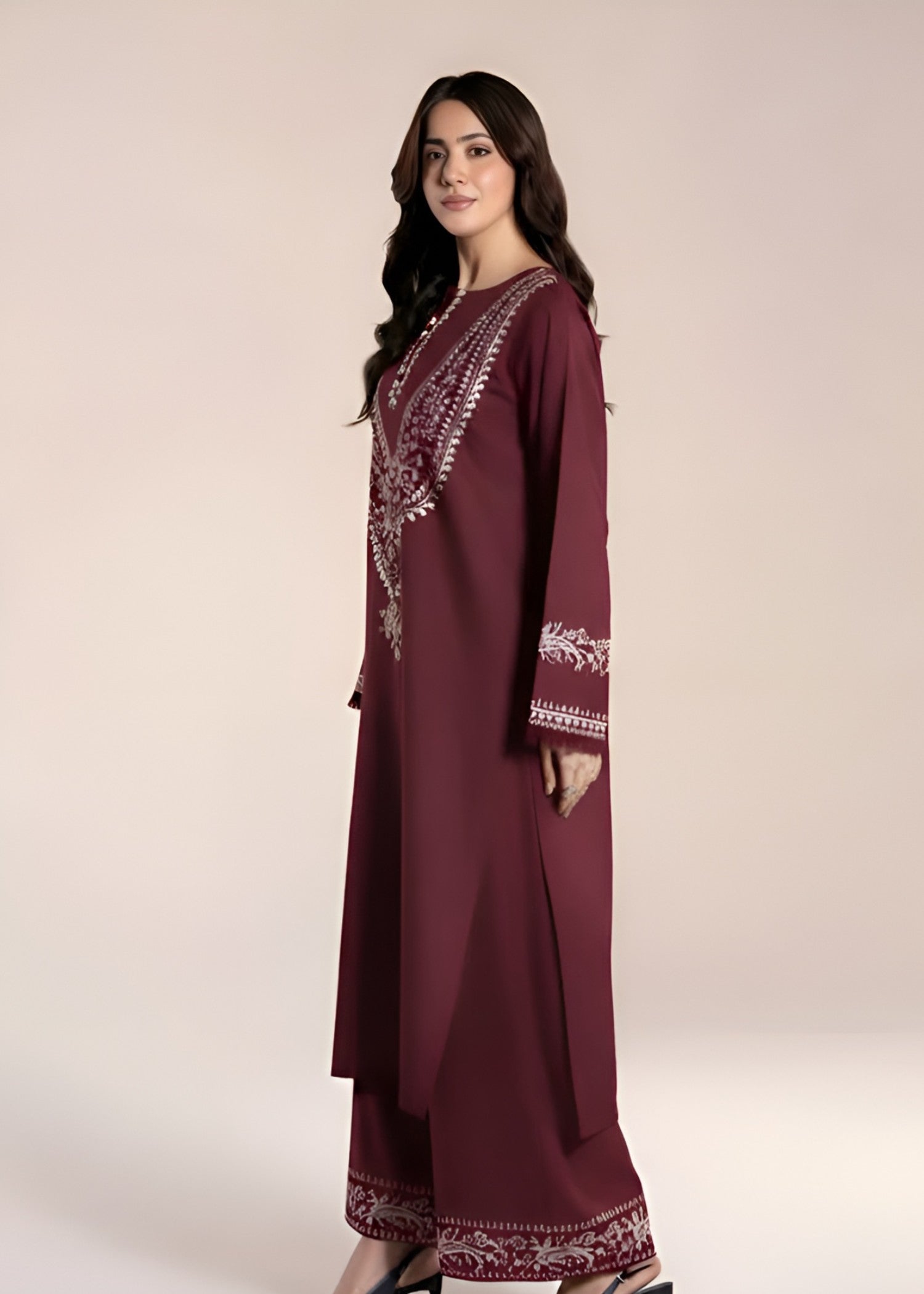 linen Kurta Set in Cinnamon brown