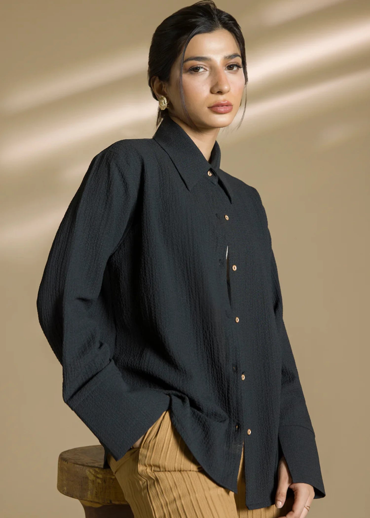 georgette Formal Shirt in Black