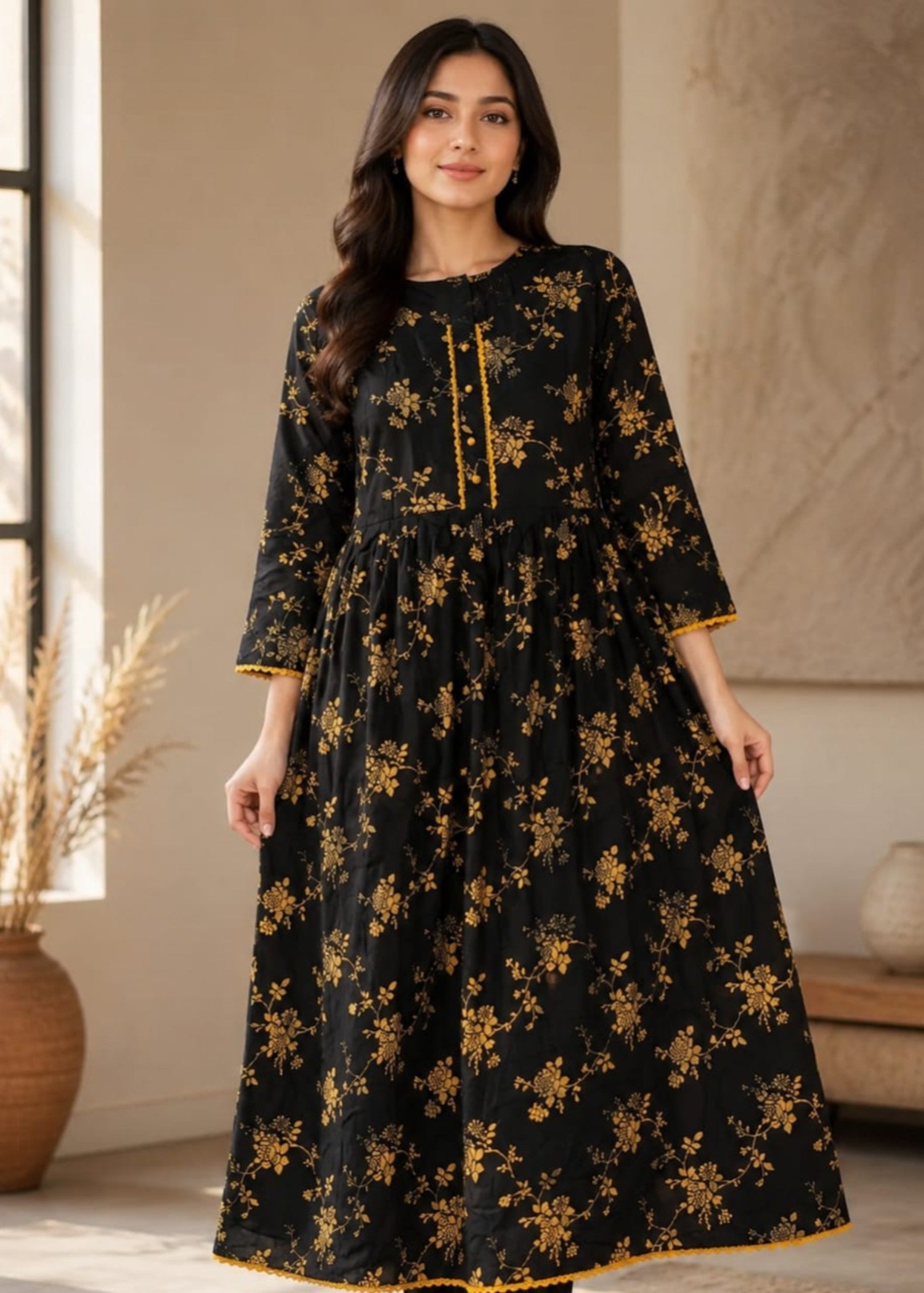 linen Maxi in Black