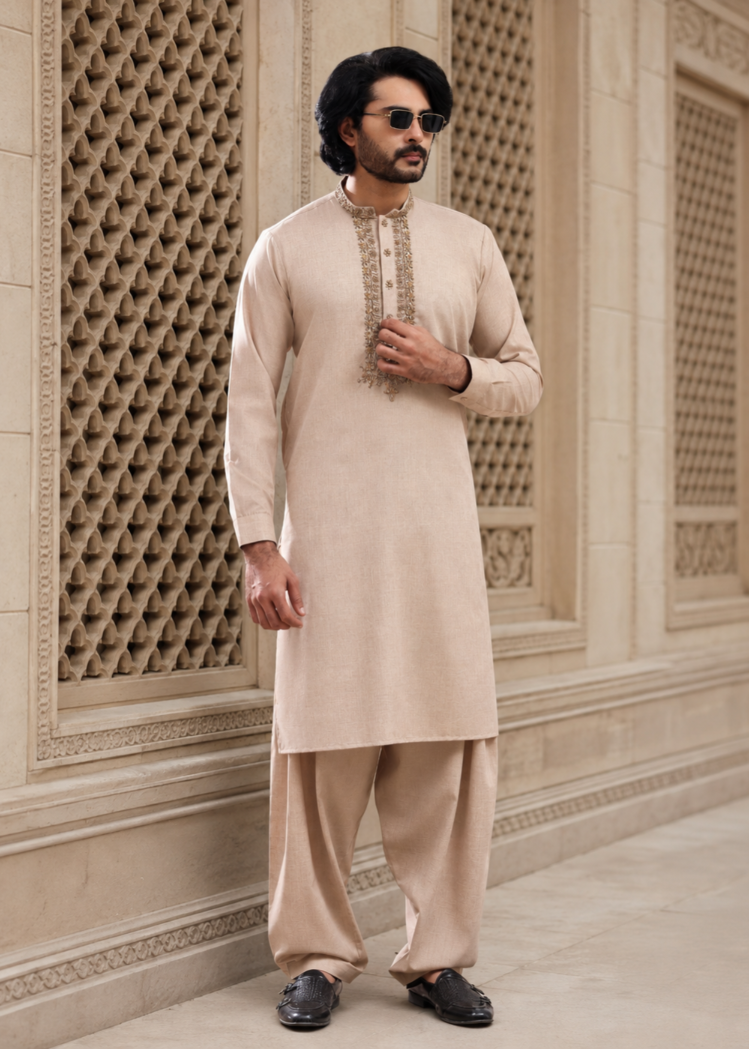wash & wear Shalwar Kameez in Beige by The Great Masters (TGM)