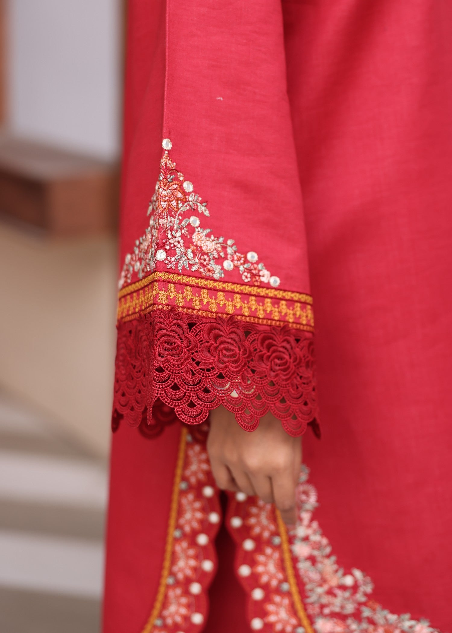 lawn Unstitched in Wine red