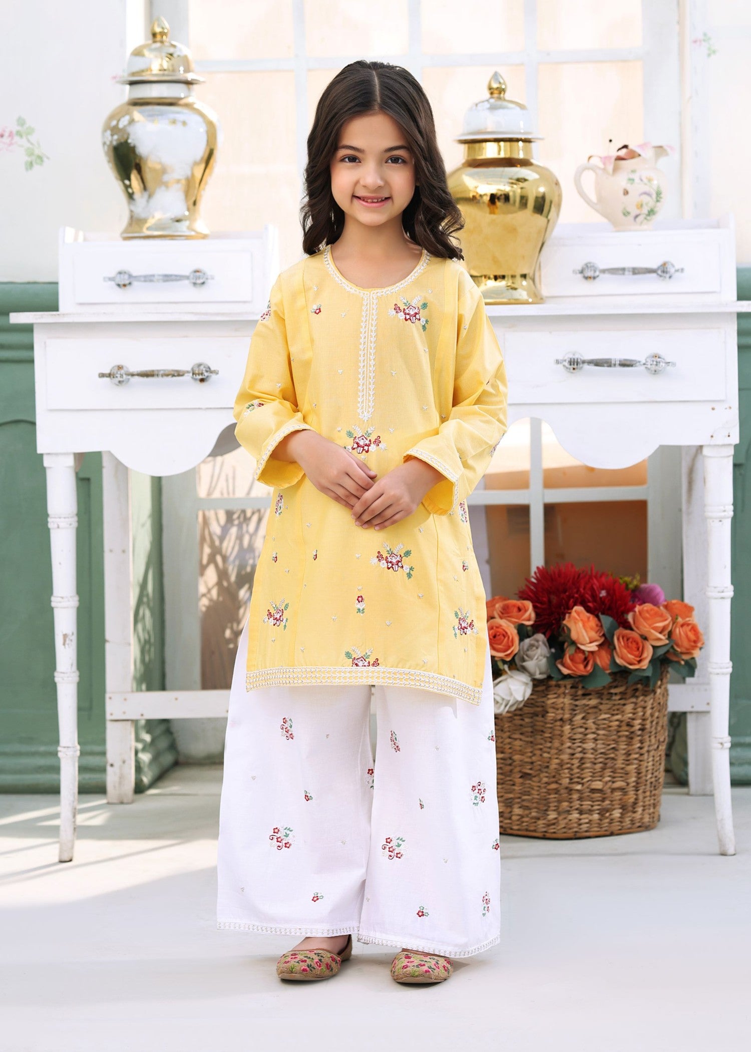 cotton Kurta Set in Lemon