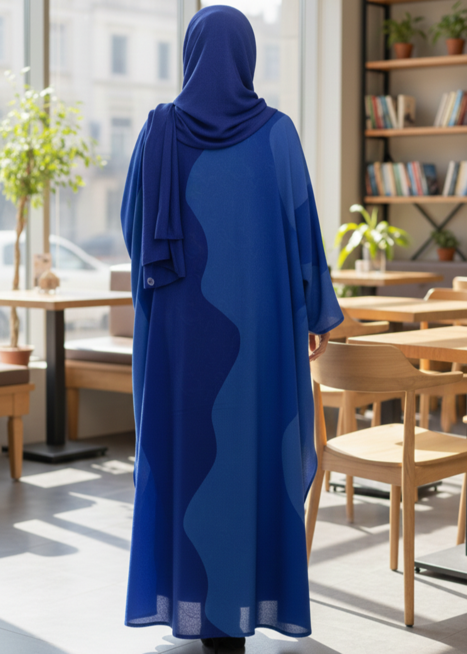 jacquard georgette Abaya in Royal blue
