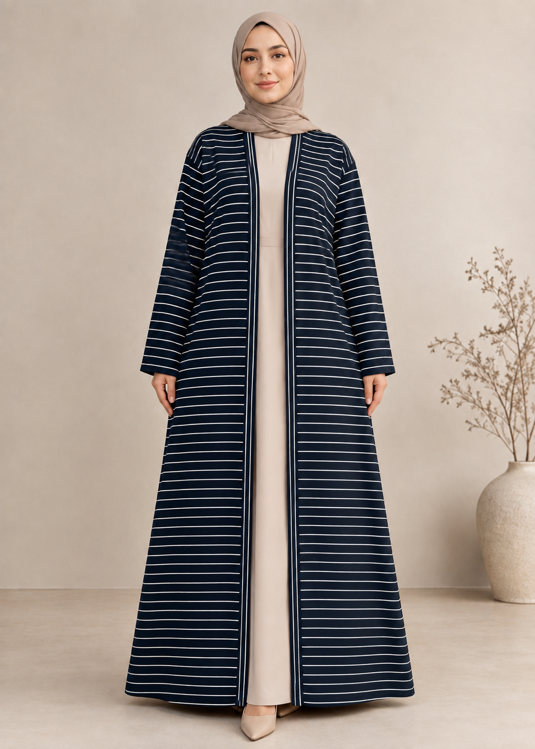 nidha blend Abaya in Black, white